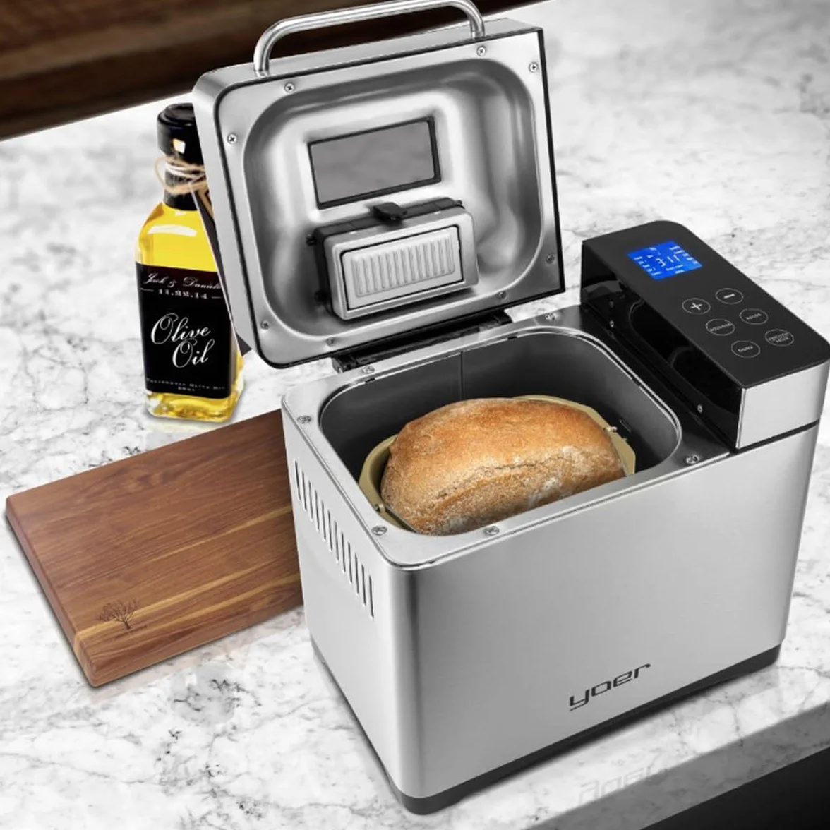 Yoer Baker BM01S, Wypiekacz do chleba 710W, 19 automatycznych programów, automat do jogurtu i dżemu, automat do chleba i ciasta, srebrny