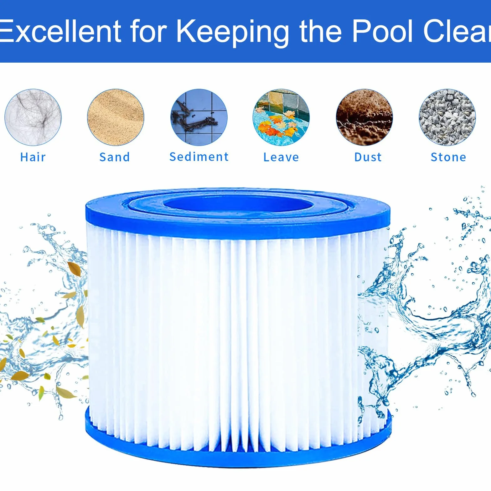 6 sztuk wkładów filtrujących do basenu typu VI, wkłady filtrujące do basenu Bestway Pool filtr do Lay Z Spa, MSPA, filtr zamienny do Miami, Hawaje, Vegas, Monaco Palm Springs
