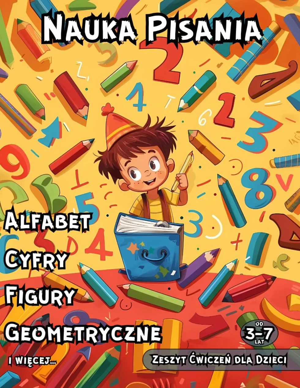 Nauka Pisania Alfabet Cyfry Figury Geometryczne Zeszyt Ćwiczeń dla Dzieci: Świetna Książka edukacyjna dla Dzieciaków idealna do nauki dla ... Nauczanie Techniki Pisania dla Najmłodszych