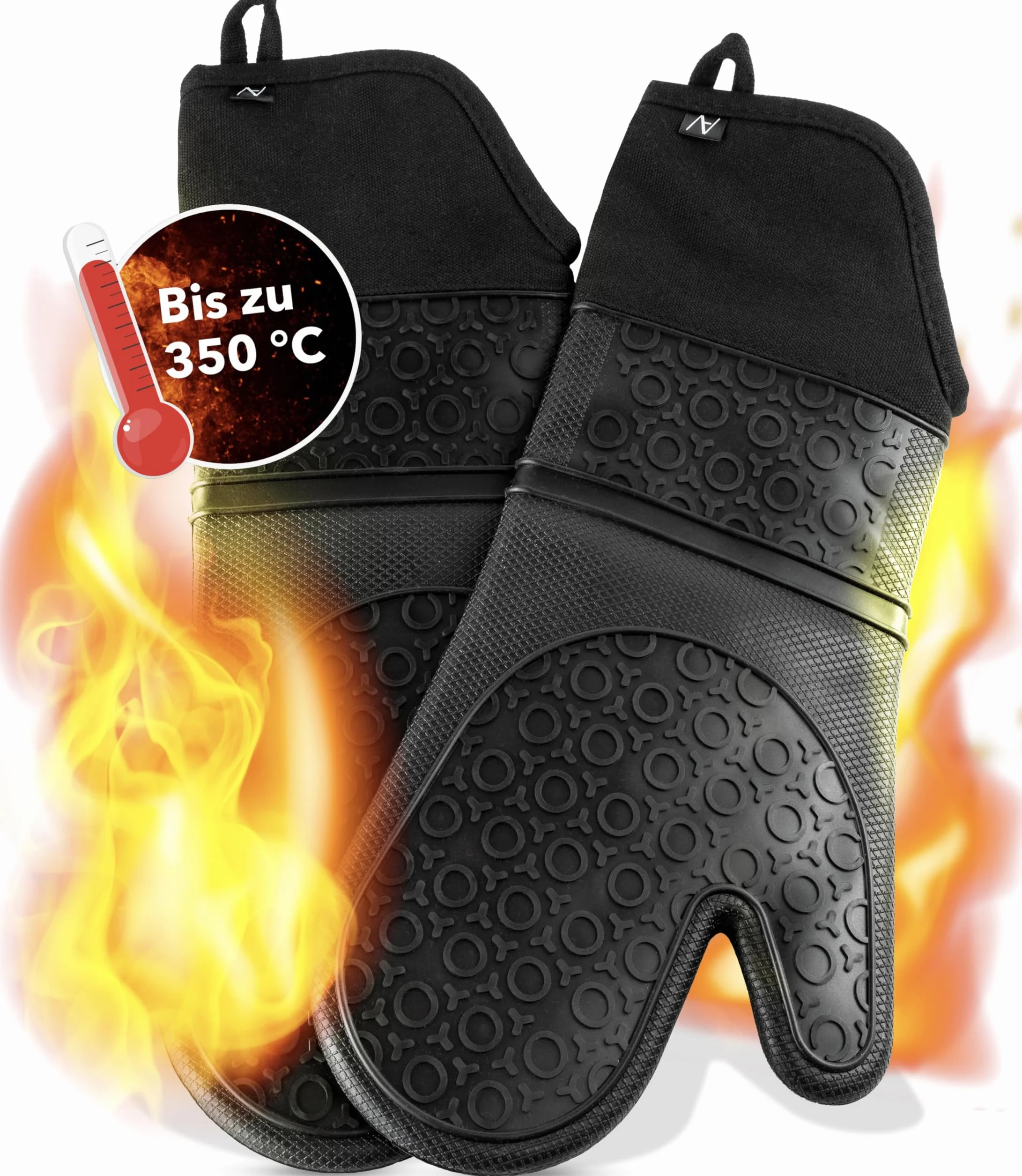 AVANA Silikonowe rękawice do piekarnika 350°C antypoślizgowe czarne