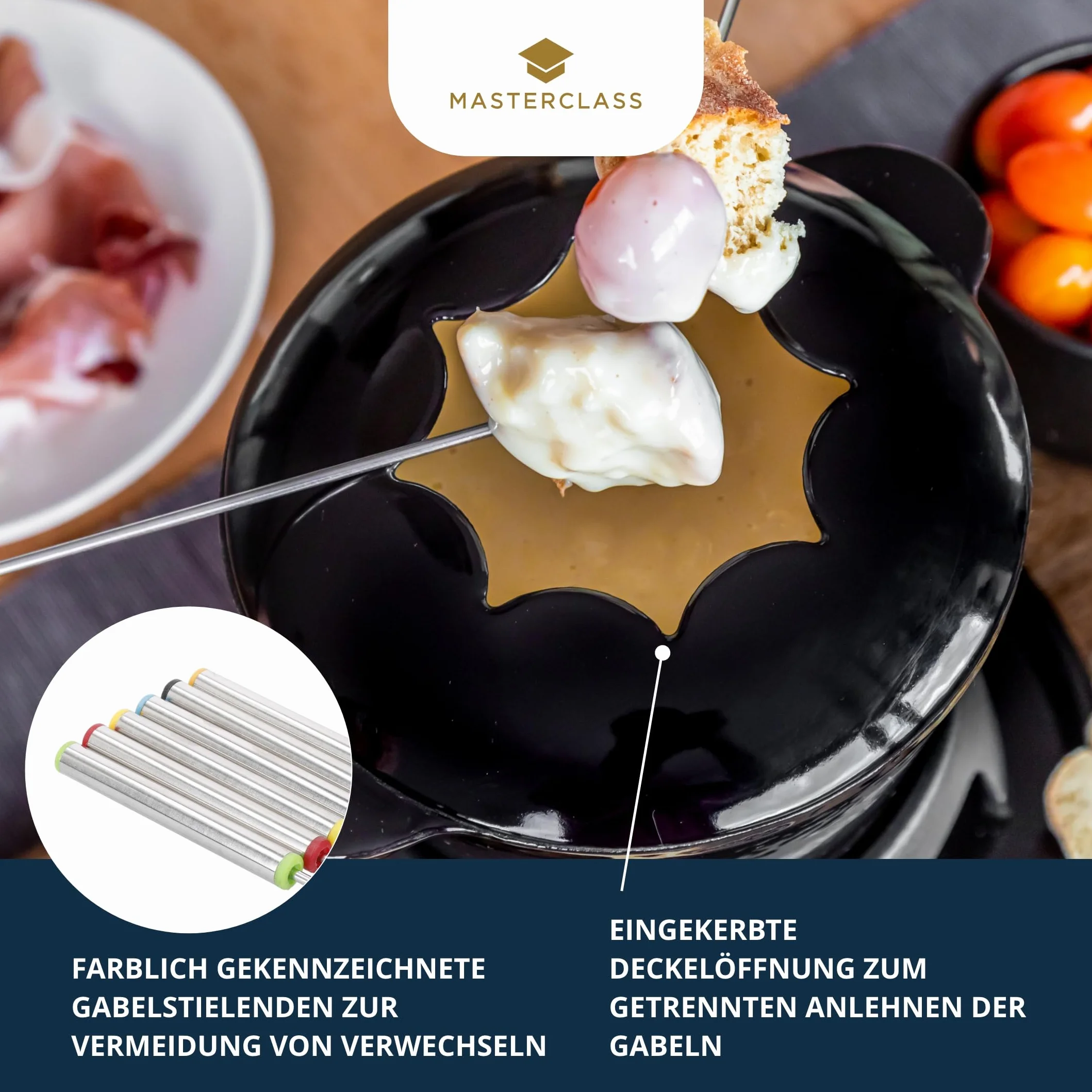 MasterClass Żeliwny Zestaw do Fondue 12 × 18 × 21 cm Czarny