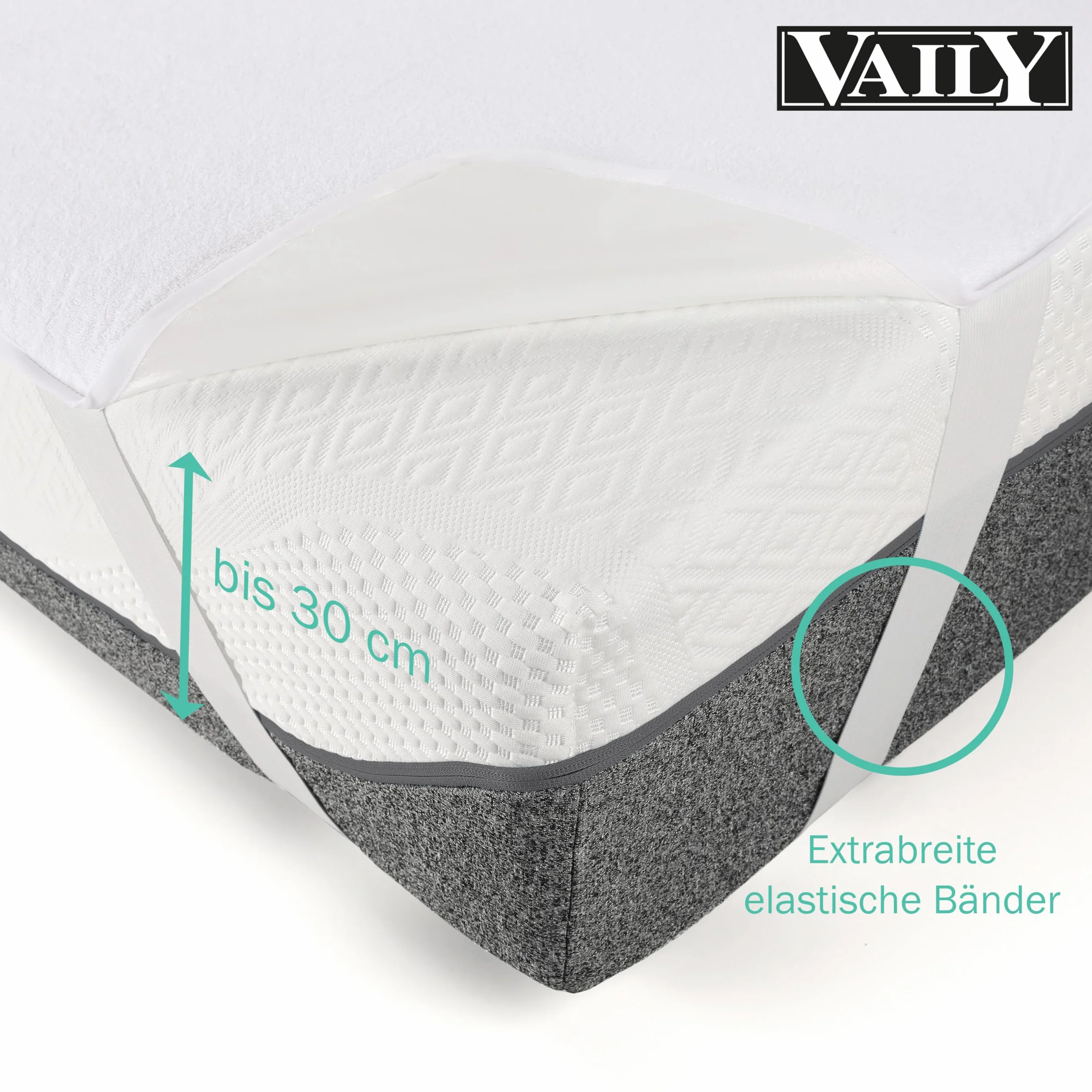 Vaily Ochraniacz na materac 90 x 200 cm – ochrona materaca z certyfikatem Oeko-Tex, wodoszczelna i nadająca się do prania nakładka na materac – oddychająca ochrona przed wilgocią