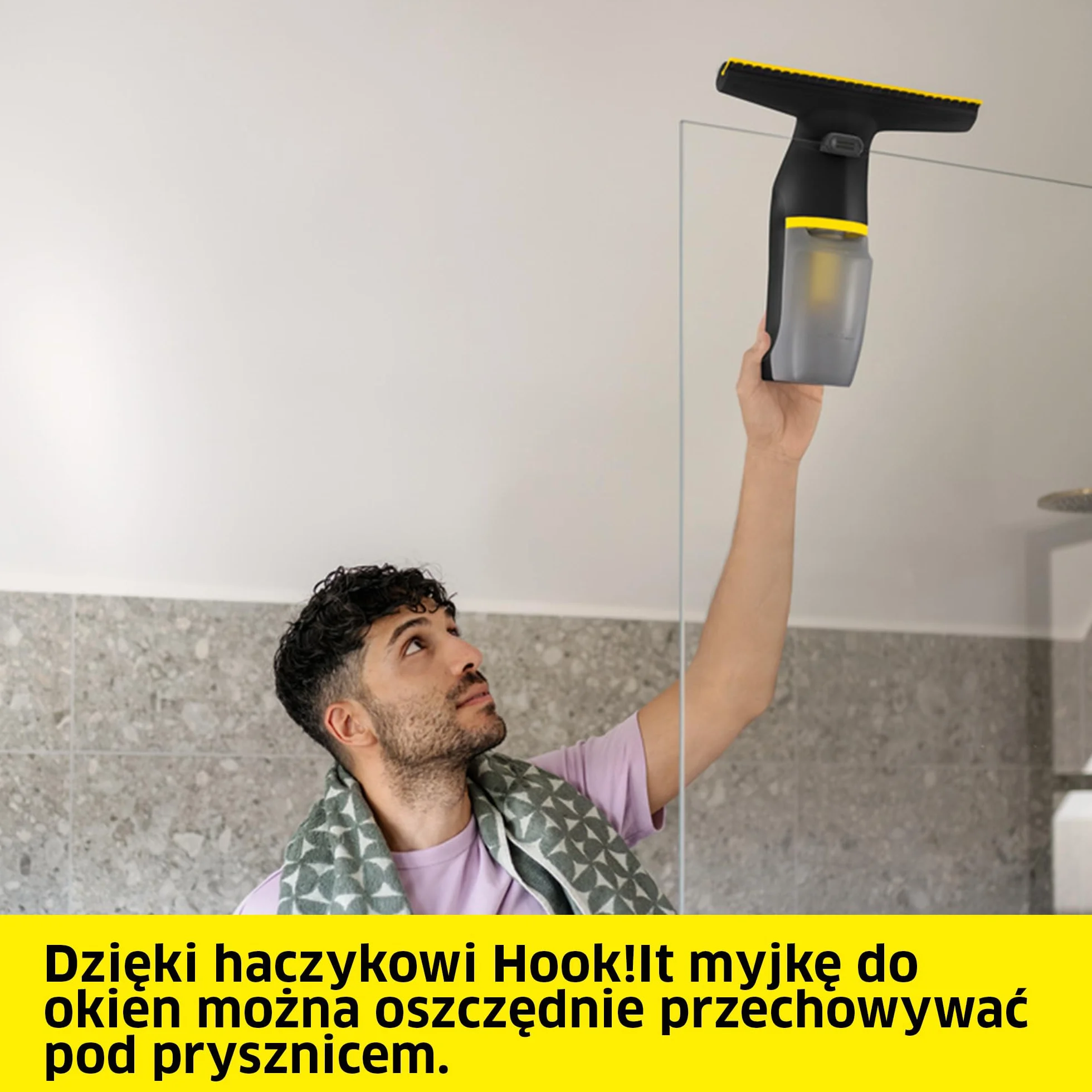 Kärcher myjka do okien WV 3 Comfort Precision+ Black, czas pracy: 35 min, XXL zbiornik: 200 ml, 2 dysze ssące, regulowana butelka z rozpylaczem, haczyk prysznicowy, 500 ml środka do mycia szyb