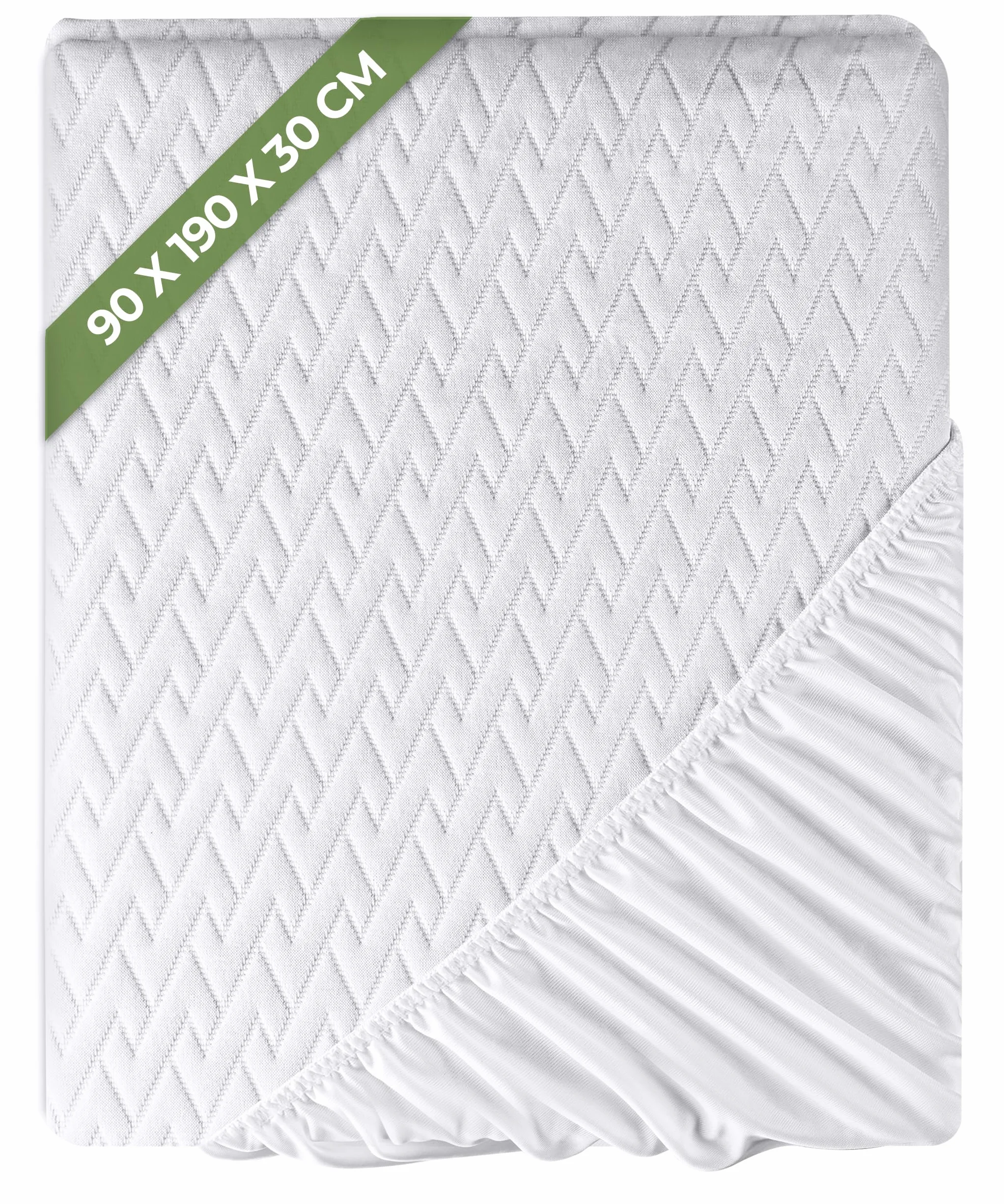 Utopia Bedding Wodoodporny Ochraniacz na Materac (90 x 190 cm) z Tkaniny 3D Air Soft Premium, Miękki i Oddychający, Pasuje na Materace do 30 cm Wysokości, Styl z Elastycznymi Rogami