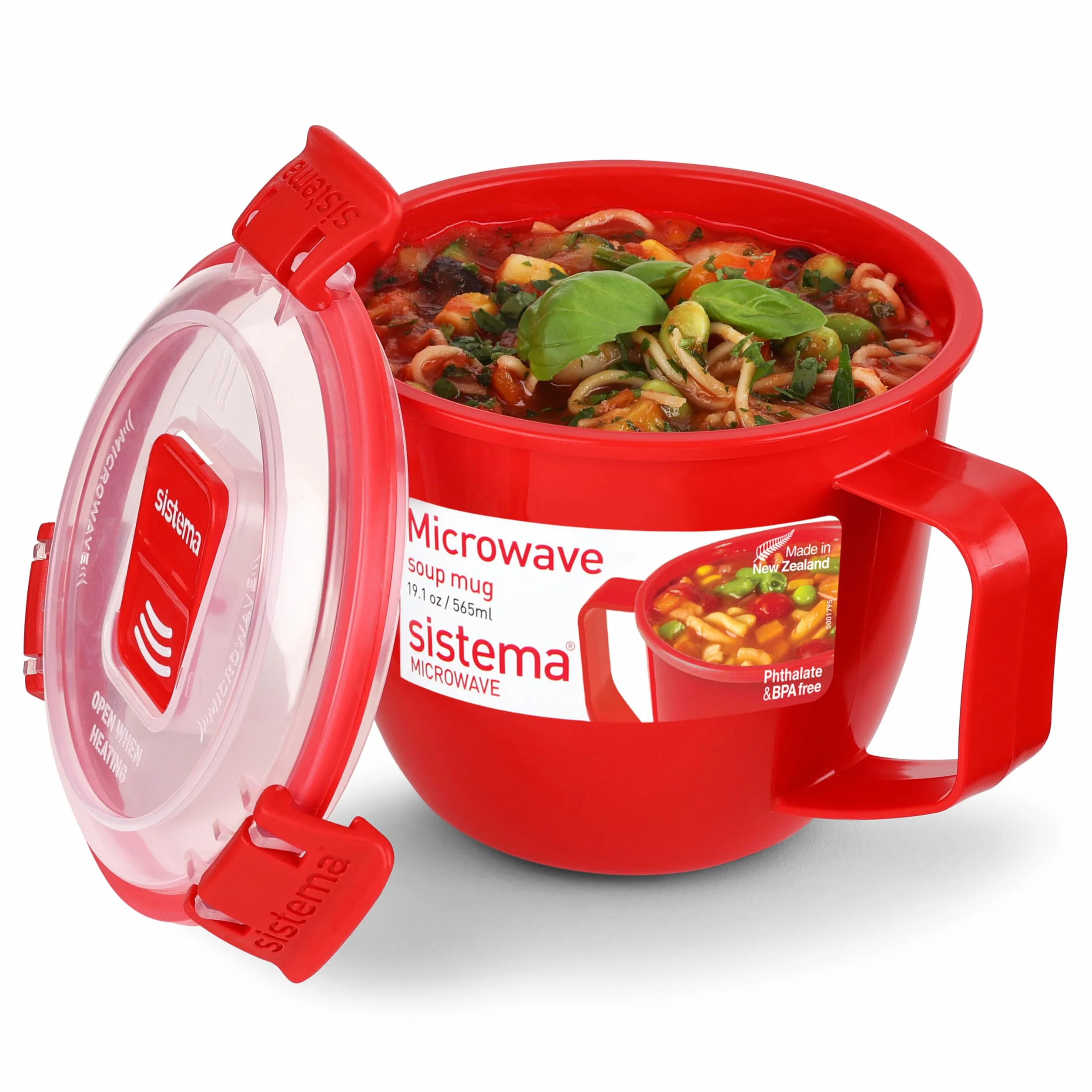 Sistema kubek do zupy do kuchenki mikrofalowej 565 ml czerwony