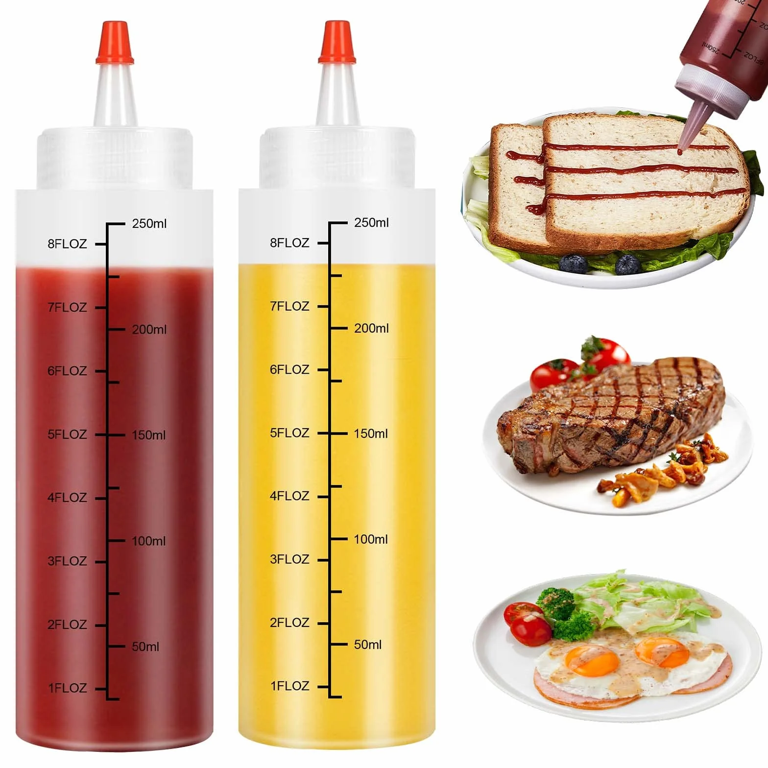 Butelka do wyciskania 250 ml przezroczysty dozownik do sosu