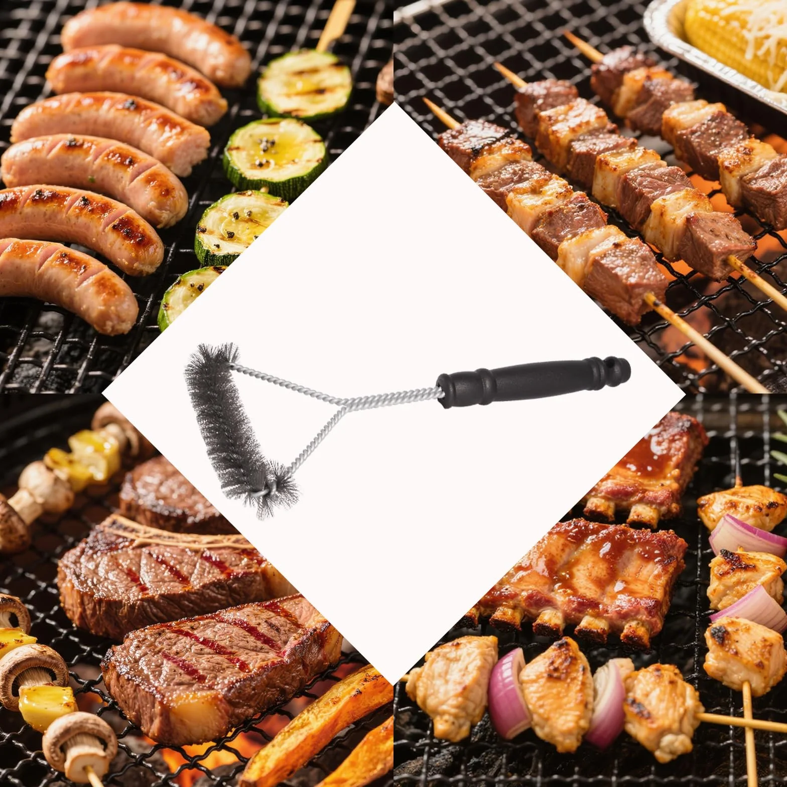 VNIMTI Szczotka do grilla, 2 sztuki, szczotka do grilla, bez włosia i drutu, szczotka do czyszczenia grilla, do grillowania na świeżym powietrzu, na kemping, czarna