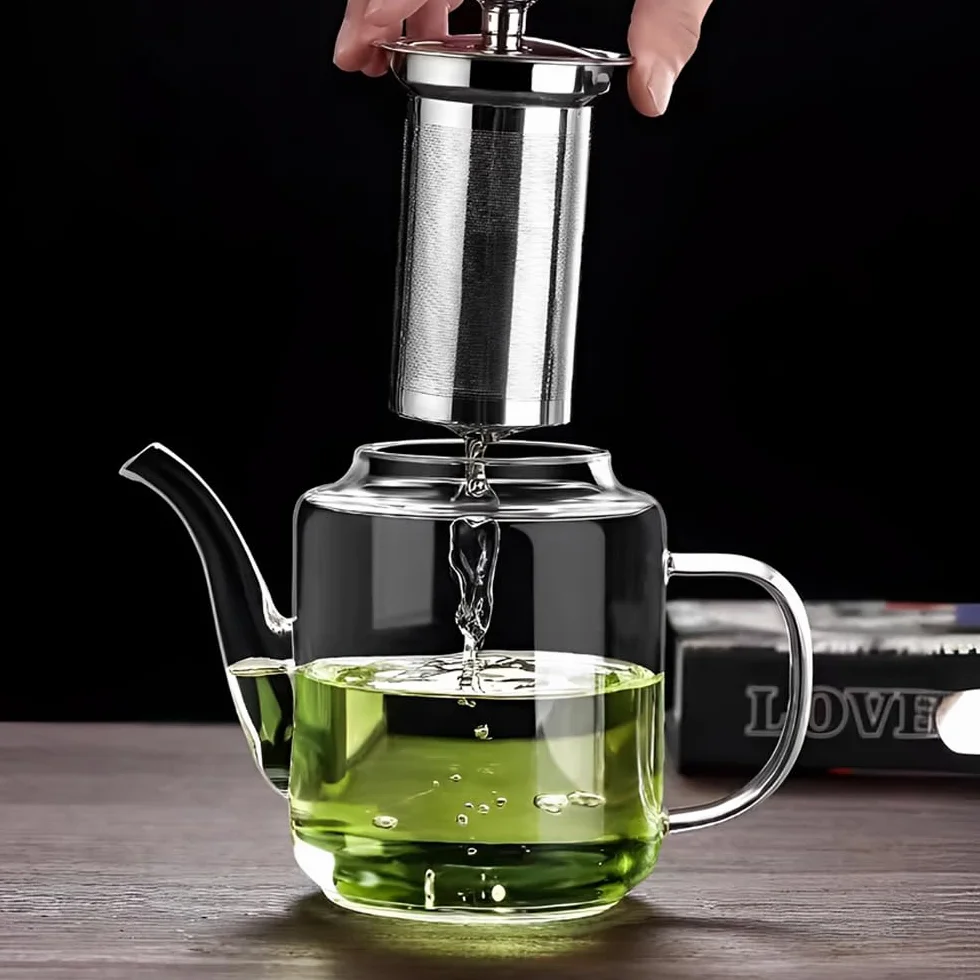 Szklany czajniczek o pojemności 650 ml, odporny na wysoką temperaturę dzbanek do herbaty z przezroczystego szkła borokrzemowego z filtrem ze stali nierdzewnej, mały czajniczek do luźnych liści