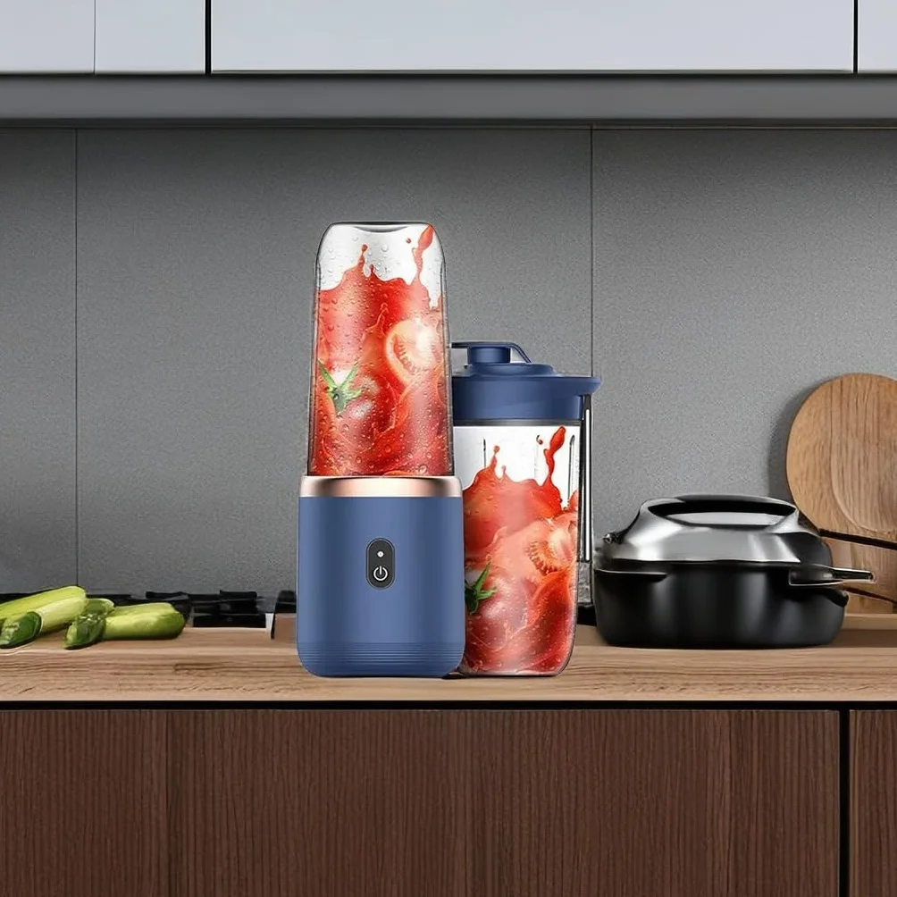 Stock Lider - przenośny mikser do smoothie lub smoothie, osobisty mikser, przenośny blender, bezprzewodowy blender do owoców, do ładowania USB, na kemping, do fitnessu. (niebieski)