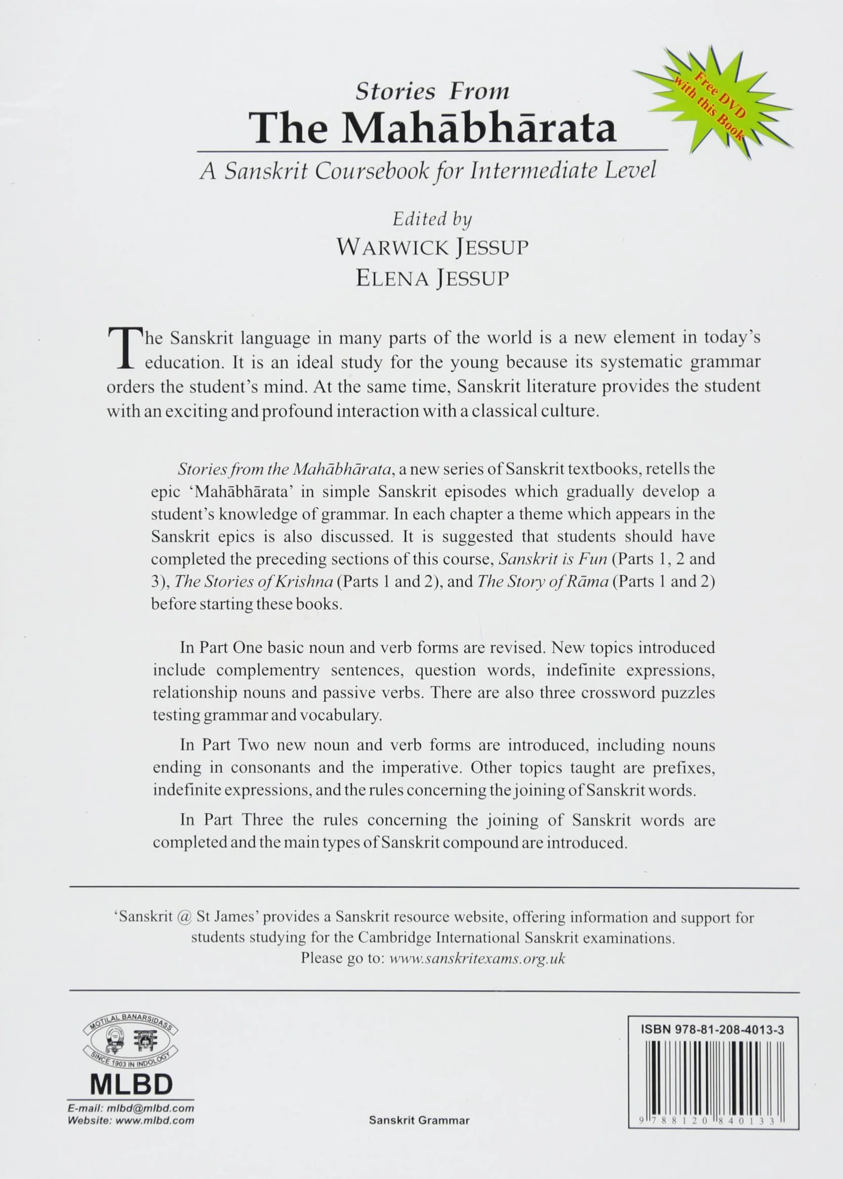 Stories from the Mahabharata: A Sanskrit Coursebook for Intermediate Level: Parts I-III