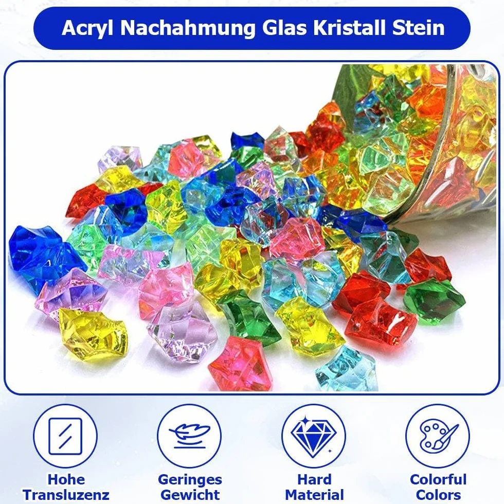 Dreamil Diamenty dla dzieci, 100 sztuk, kolorowe kamienie szlachetne dla dzieci, kryształki z żywicy, dekoracyjne kamienie kryształowe, na wesele, imprezę, do dekoracji stołu, rzemiosła artystycznego