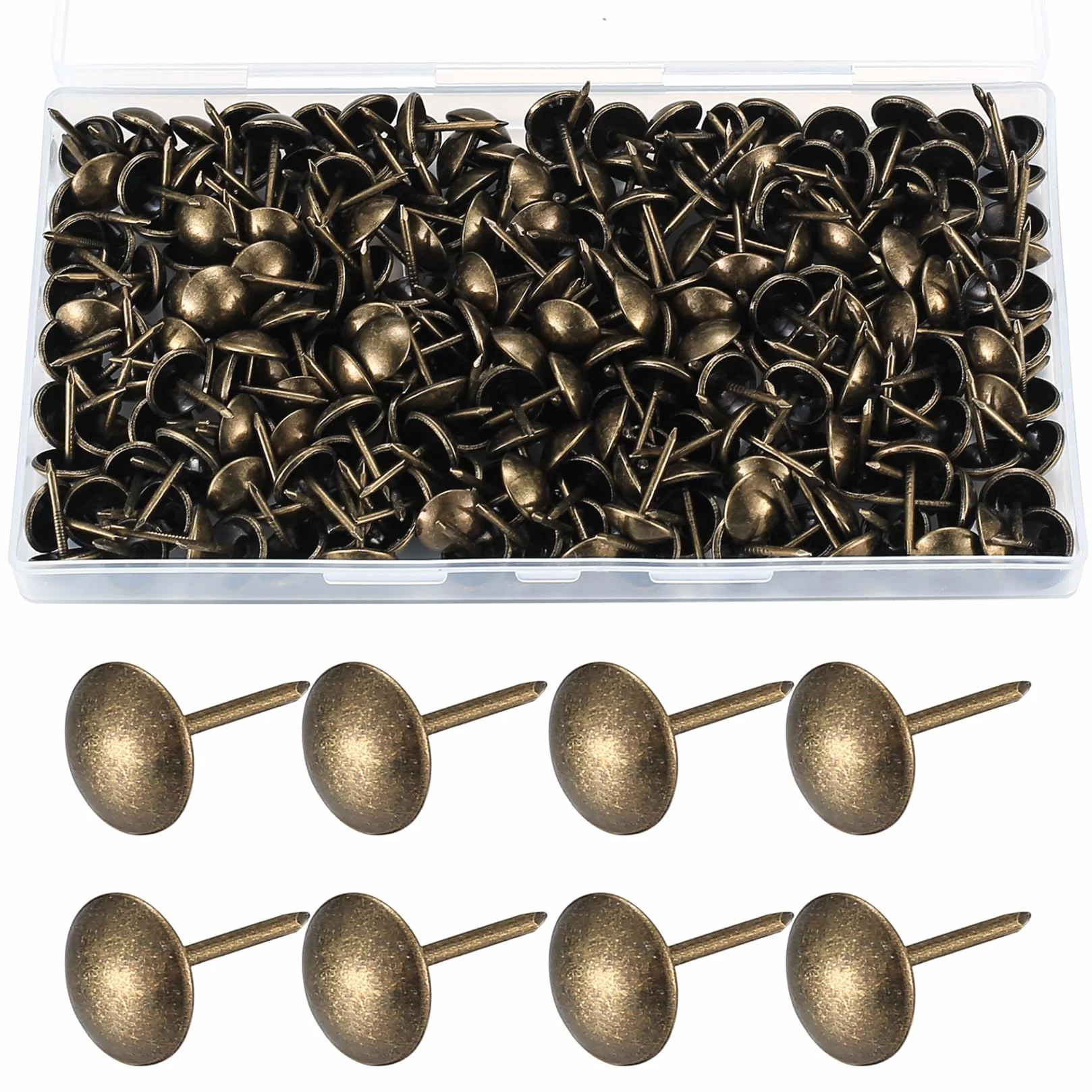 320 sztuk gwoździ tapicerskich, pinezki do tapicerki, gwoździe do mebli w stylu vintage, do foteli, mebli, łóżka, gwoździe dekoracyjne – 11 x 17 mm (brązowe)