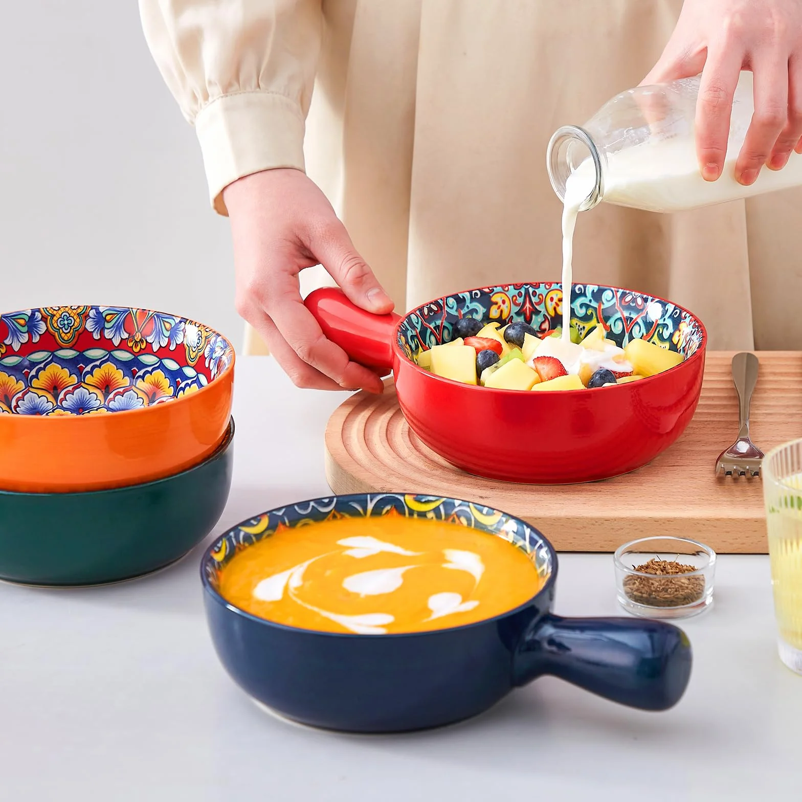Vancasso SIMI Miski do zupy 650 ml ceramiczne do piekarnika mikrofalowej zmywarki