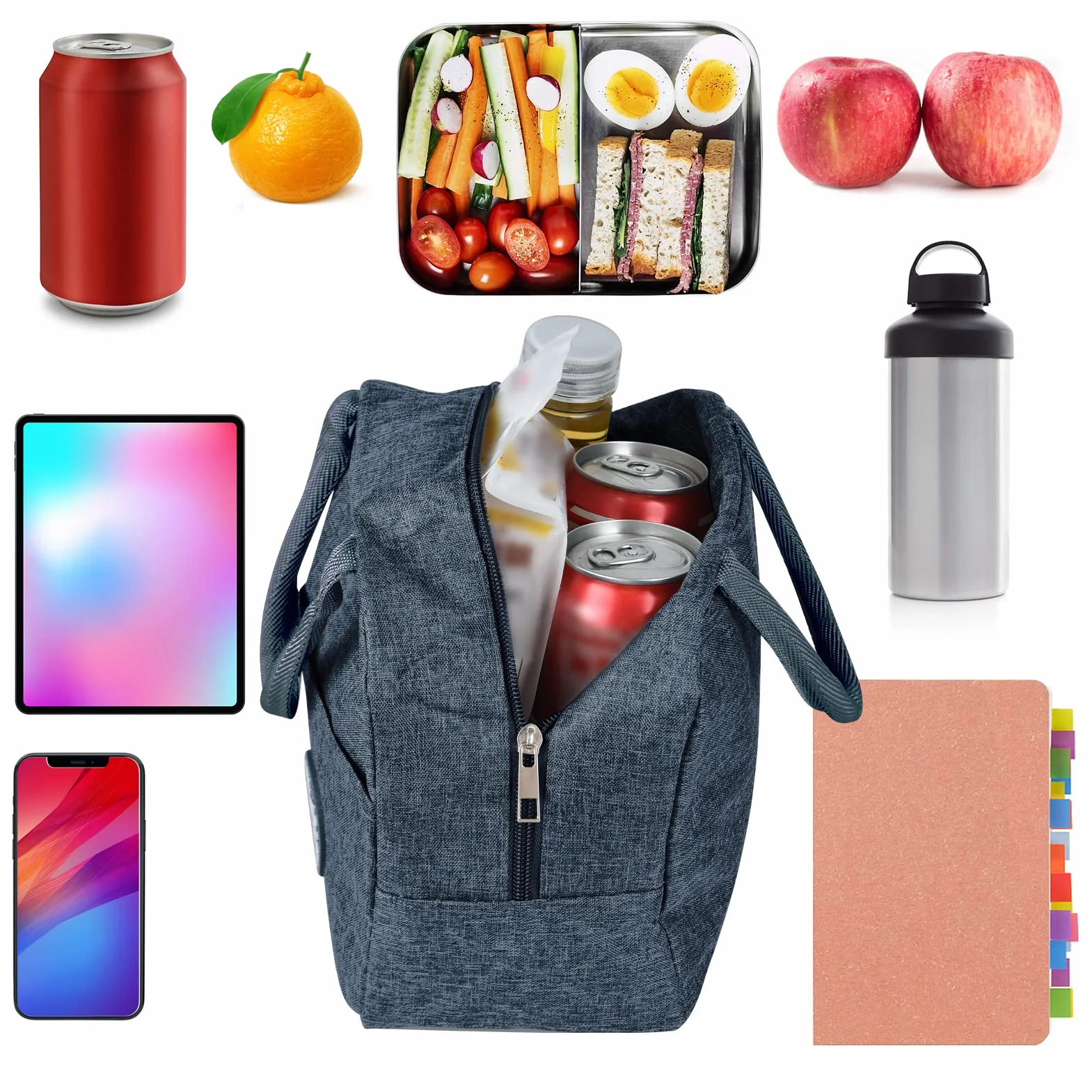 Izolowana torba na lunch na biurko 6 l, mały kosz na lunch, wodoodporna mini izolowana torba na lunch dla studenta biura piknik (tybetański cyjan)