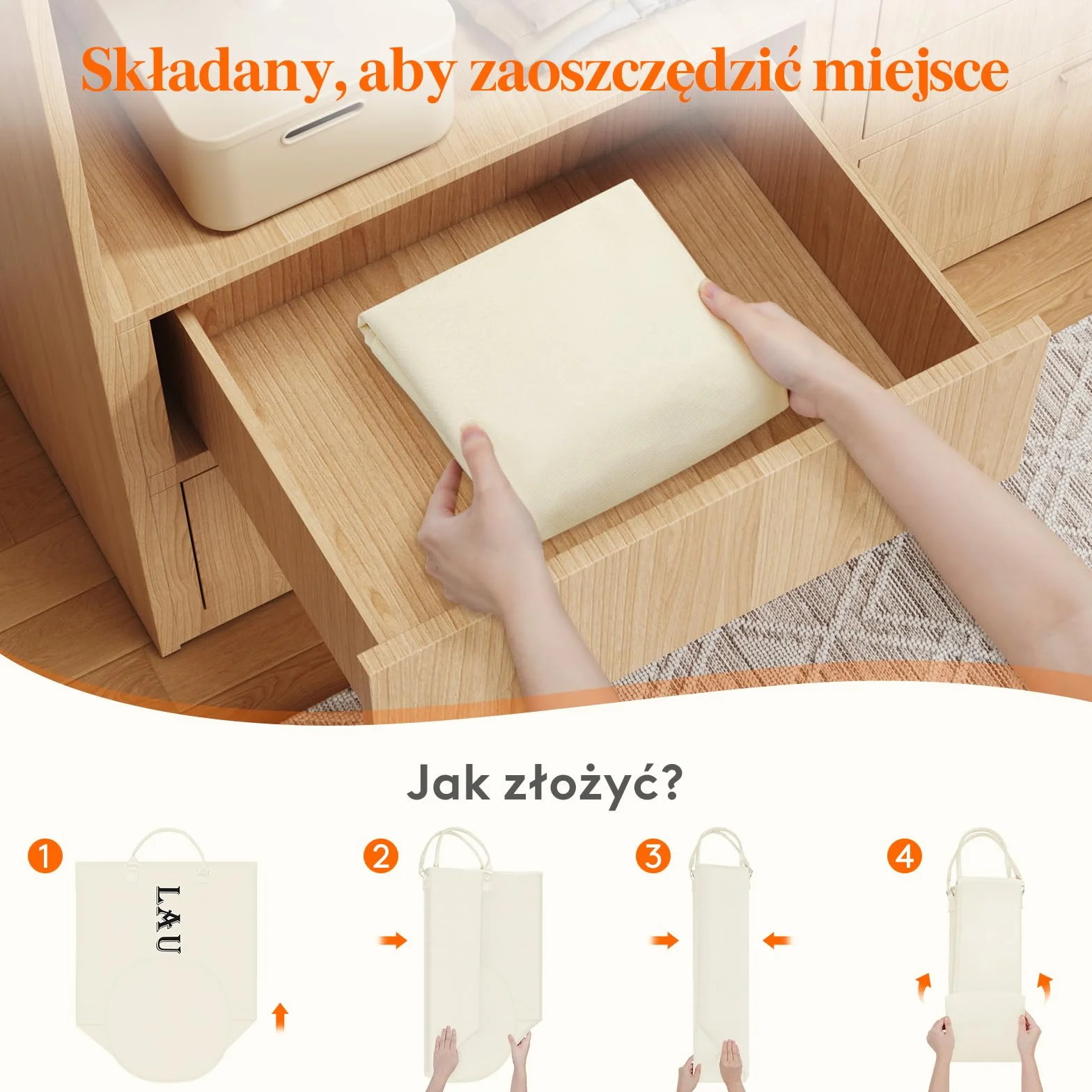 Lifewit Cube brudne ubrania 115L, duża torba z uchwytem na brudne ubrania, składany kosz na ubrania/ręczniki/koce/zabawki, wygodny kosz na pranie do mieszkania/mieszkania/łazienki, Biały srebrny-1