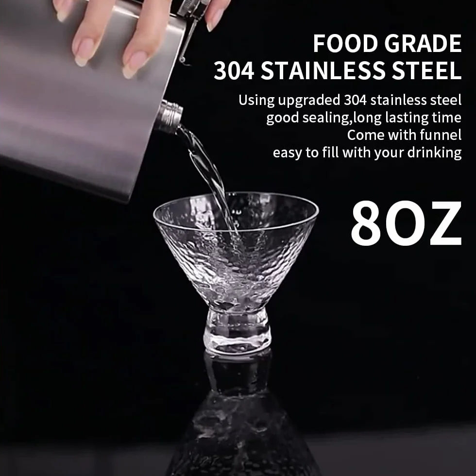 Newaner 8 oz Whisky Koll 304 ze stali nierdzewnej przenośna wkładka na alkohol