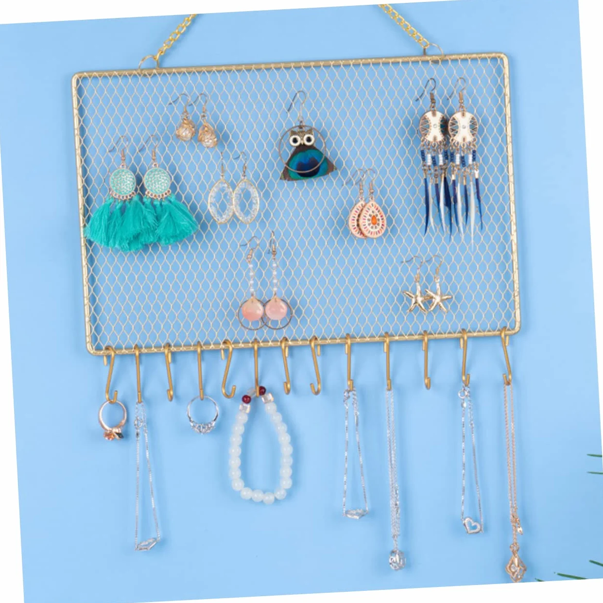 PACKOVE Wiszący Organizer Na Biżuterię Wieszak 2 Szt Organizer Na Biżuterię Do Ściany Organizer Na Kolczyki Haki