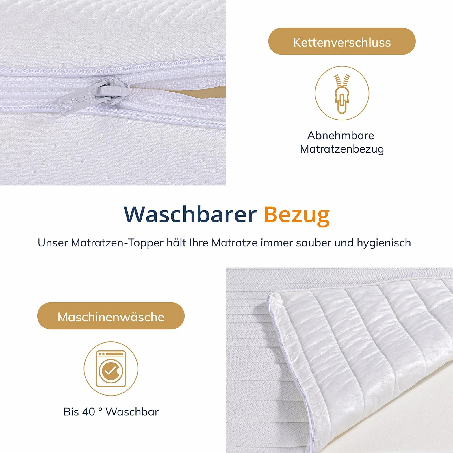 EGO HOME Nakładka na materac 160 x 200 cm – 8 cm Memory Foam Topper H2, miękka, komfortowa nakładka premium ze zdejmowaną i nadającą się do prania poszewką, oddychająca – wysokiej jakości nakładka na