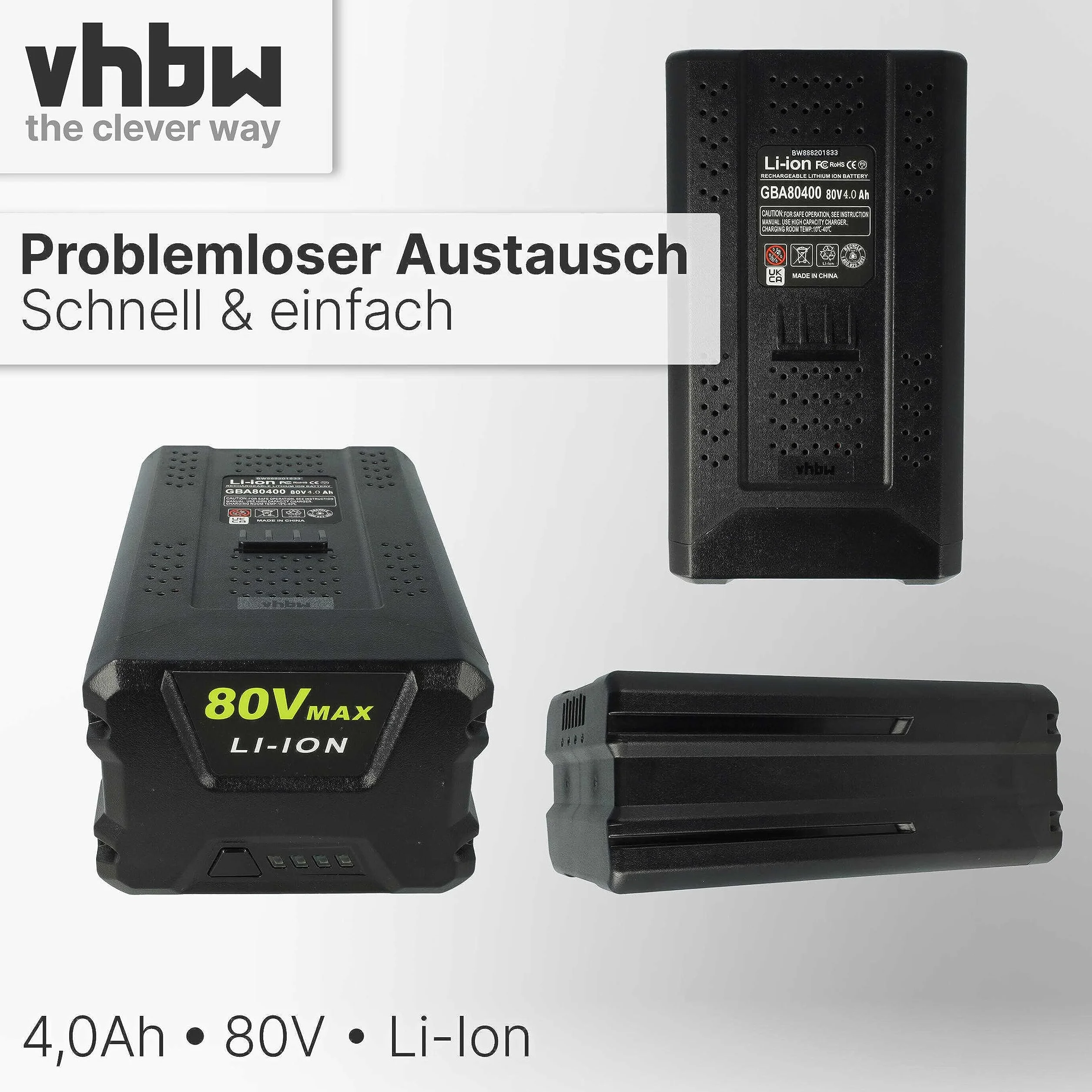 vhbw 1 x akumulator zastępuje Stiga SBT 4080 AE, SBT 5080 AE, SBT 2580AE do kosiarki 4000 mAh 80 V Li-ion