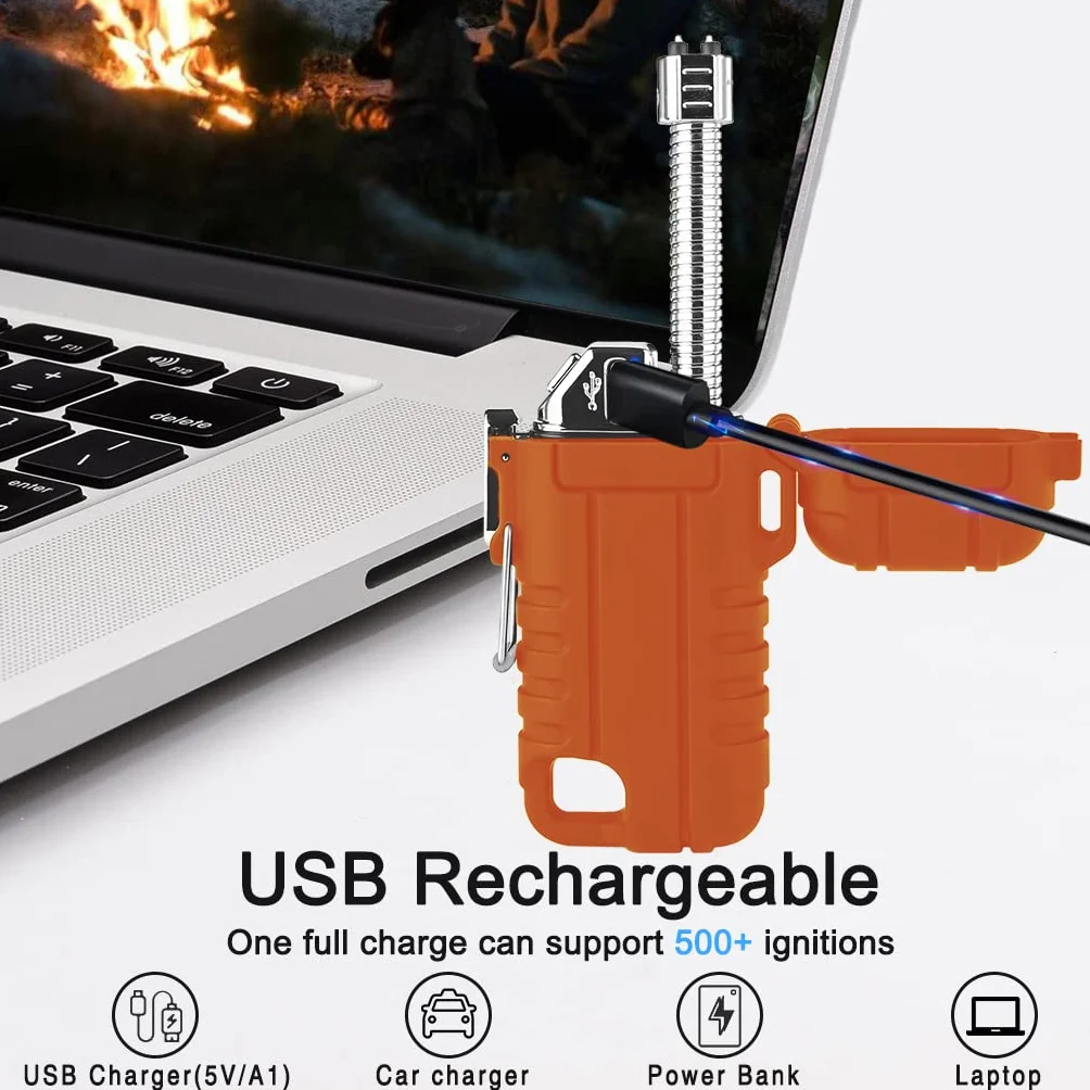 Suprus Wodoszczelna, wiatroodporna łukowa zapalniczka plazmowa USB-C do ponownego ładowania, z rozszerzalną i elastyczną szyjką, do użytku na zewnątrz, na kempingu, w kuchni