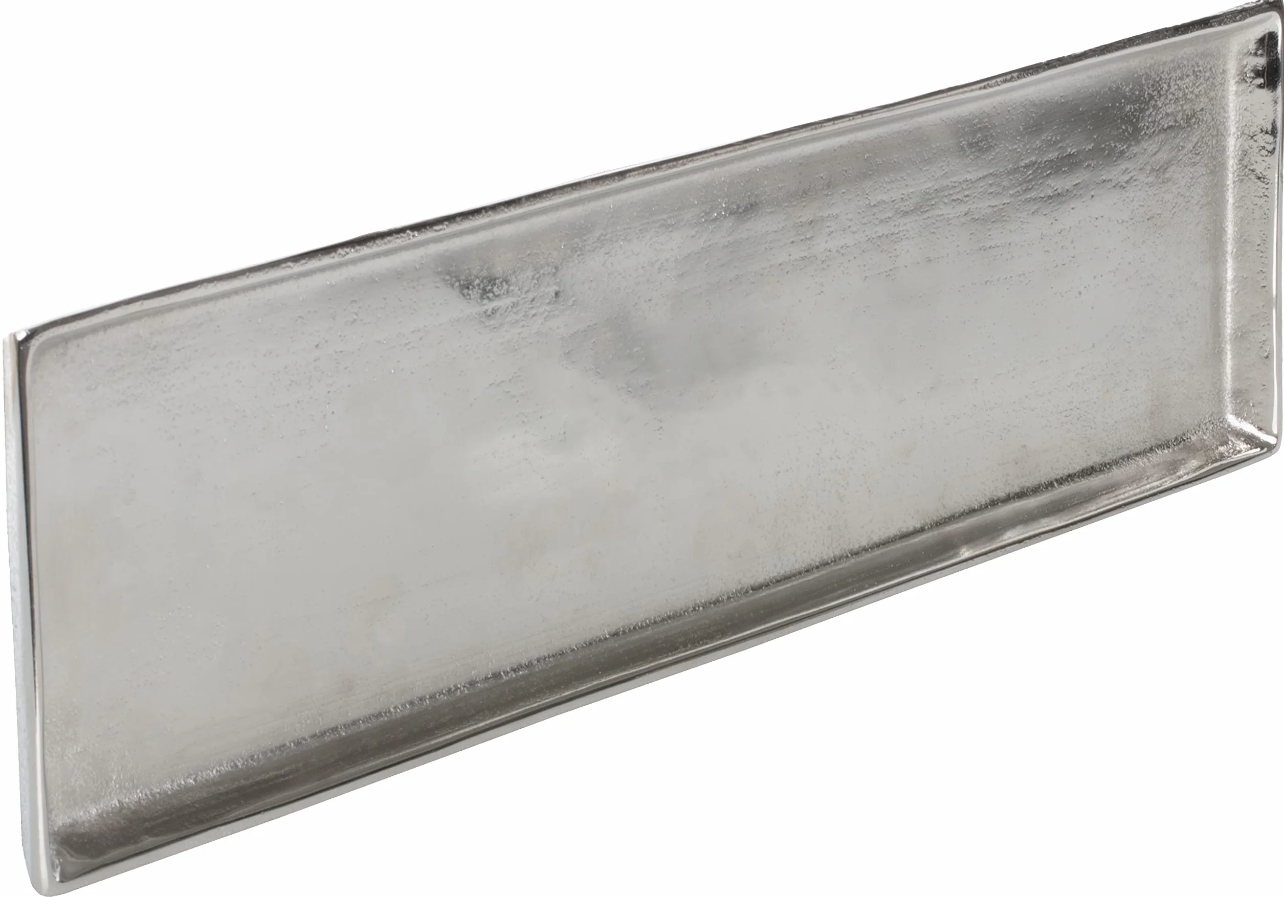 Brandsseller Taca dekoracyjna 44,5 x 12,5 cm talerz dekoracyjny miska aluminiowa wygląd RAW srebrny prostokątny