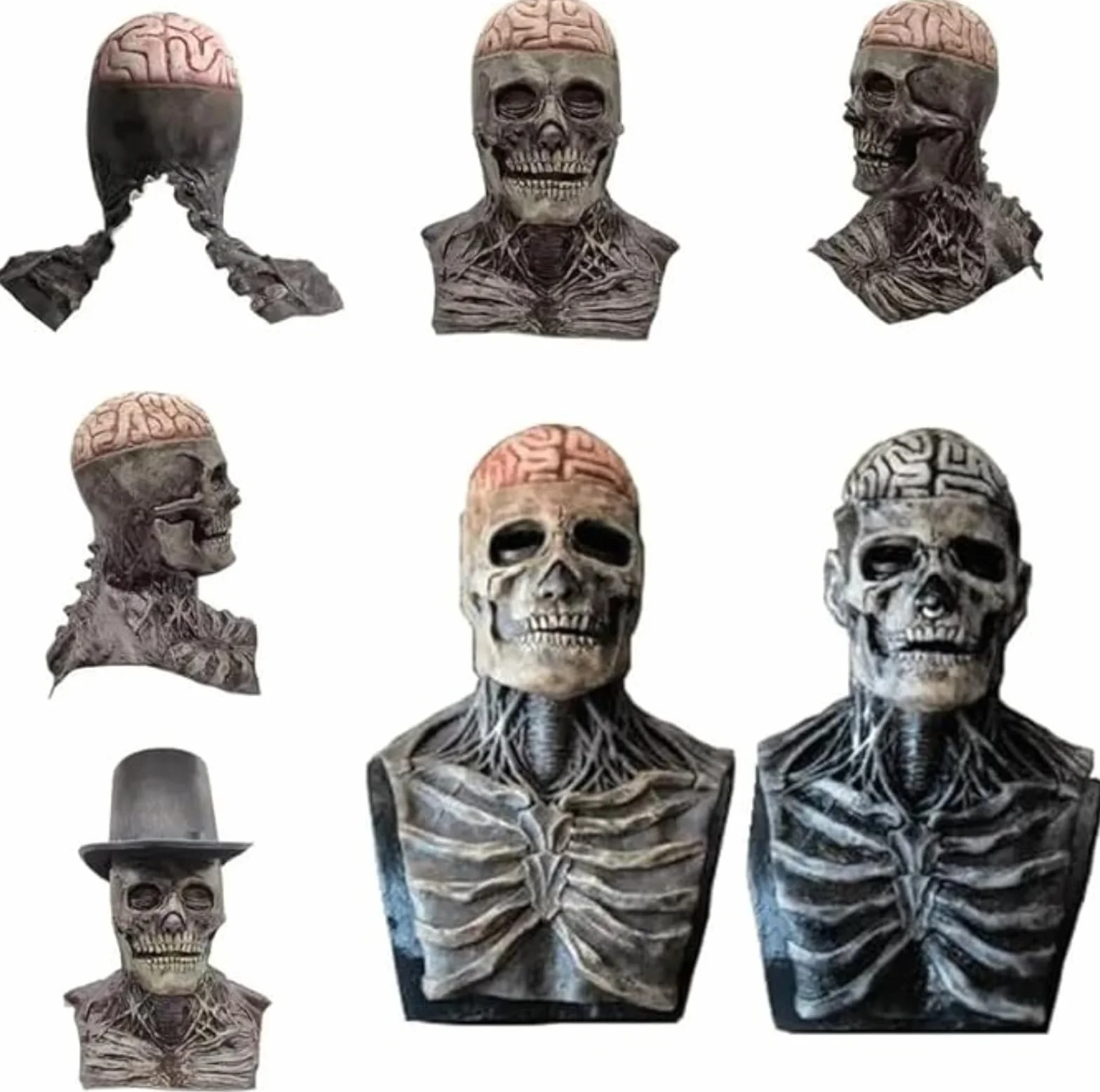 Maska na Halloween, z trupią czaszką, straszna pełnotłowa, szkieletowa maska 3D, wykonana z naturalnego lateksu, dekoracja na Halloween, imprezę, czaszki, nakrycie głowy