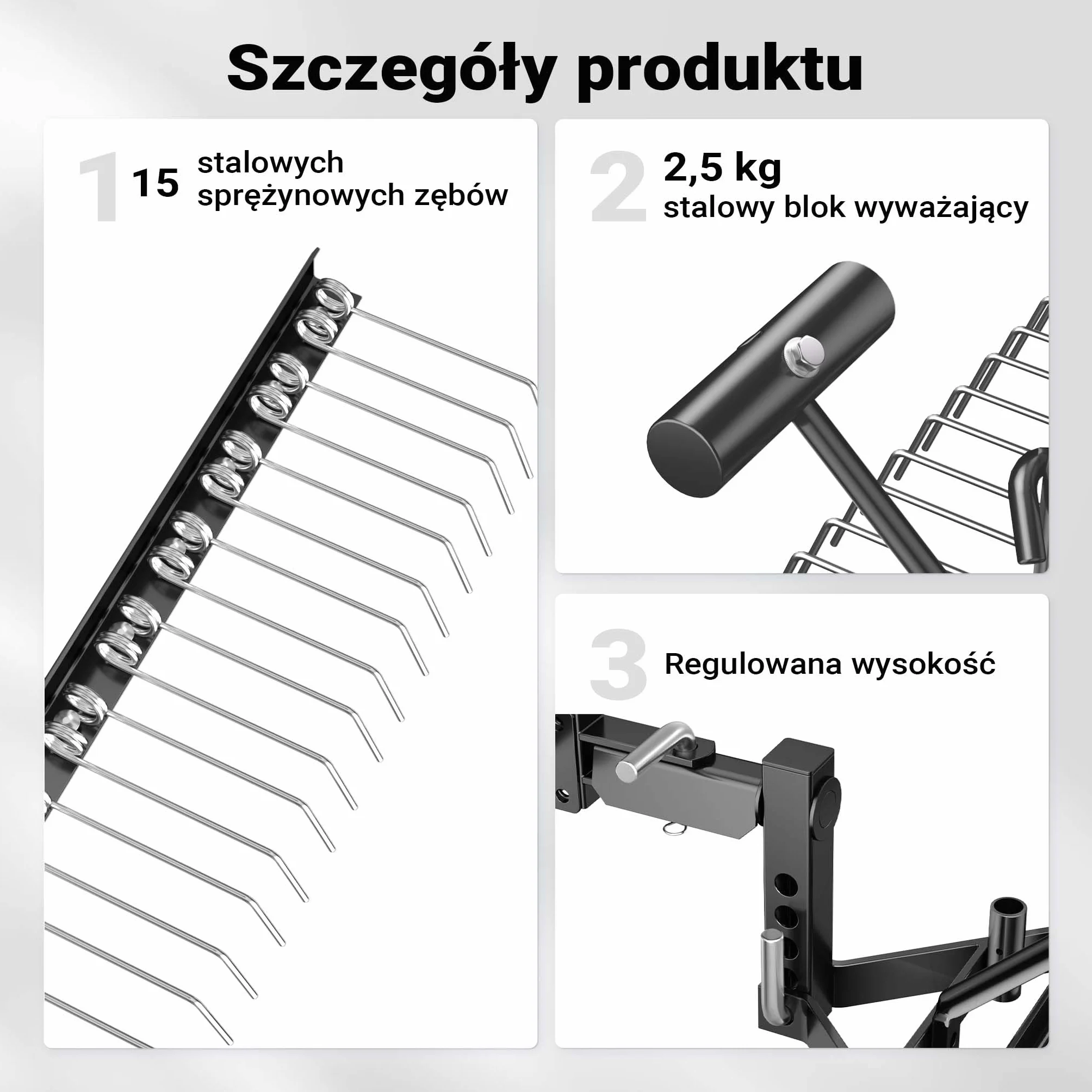 Wertykulator brony grabie do traktora ogrodowego i kosiarki ATV 120cm szerokości roboczej