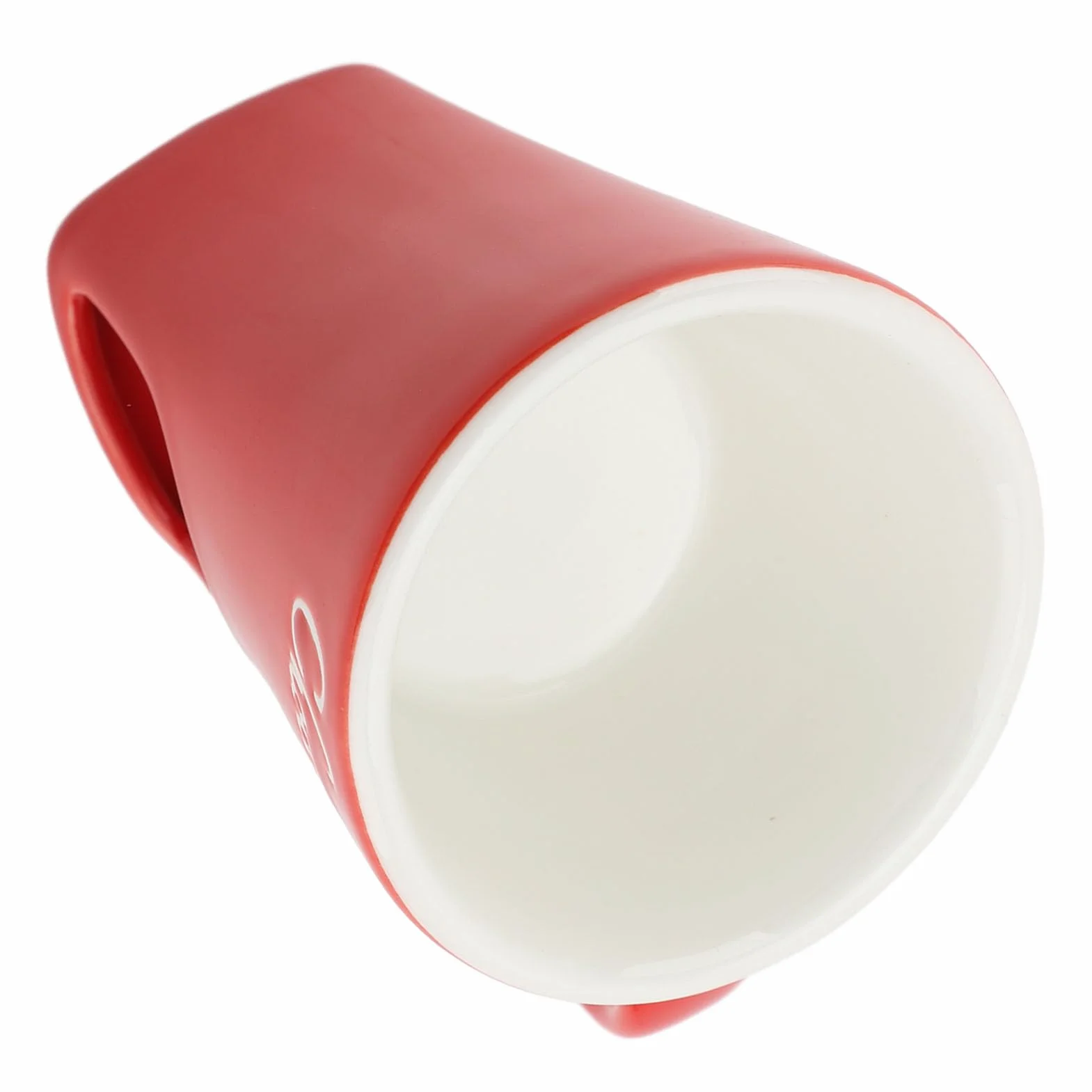 Ceramiczny Kubek do Topienia Czekolady Fondue z Widelcem, Czerwony