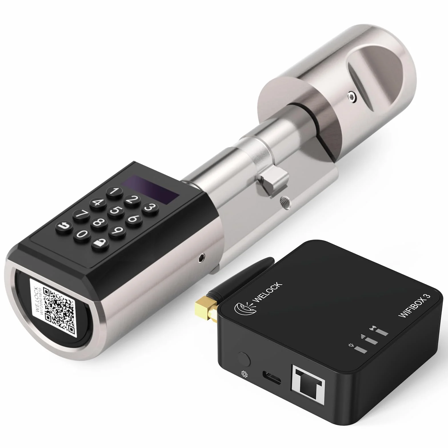 WELOCK PCB41-WIFI Gateway Inteligentny elektroniczny zamek do drzwi z aplikacją smartfonową Bluetooth, kartą RFID EU Standard Waterproof IP65 Keyless Cylinder and WiFi Bluetooth Gateway Combo Kit