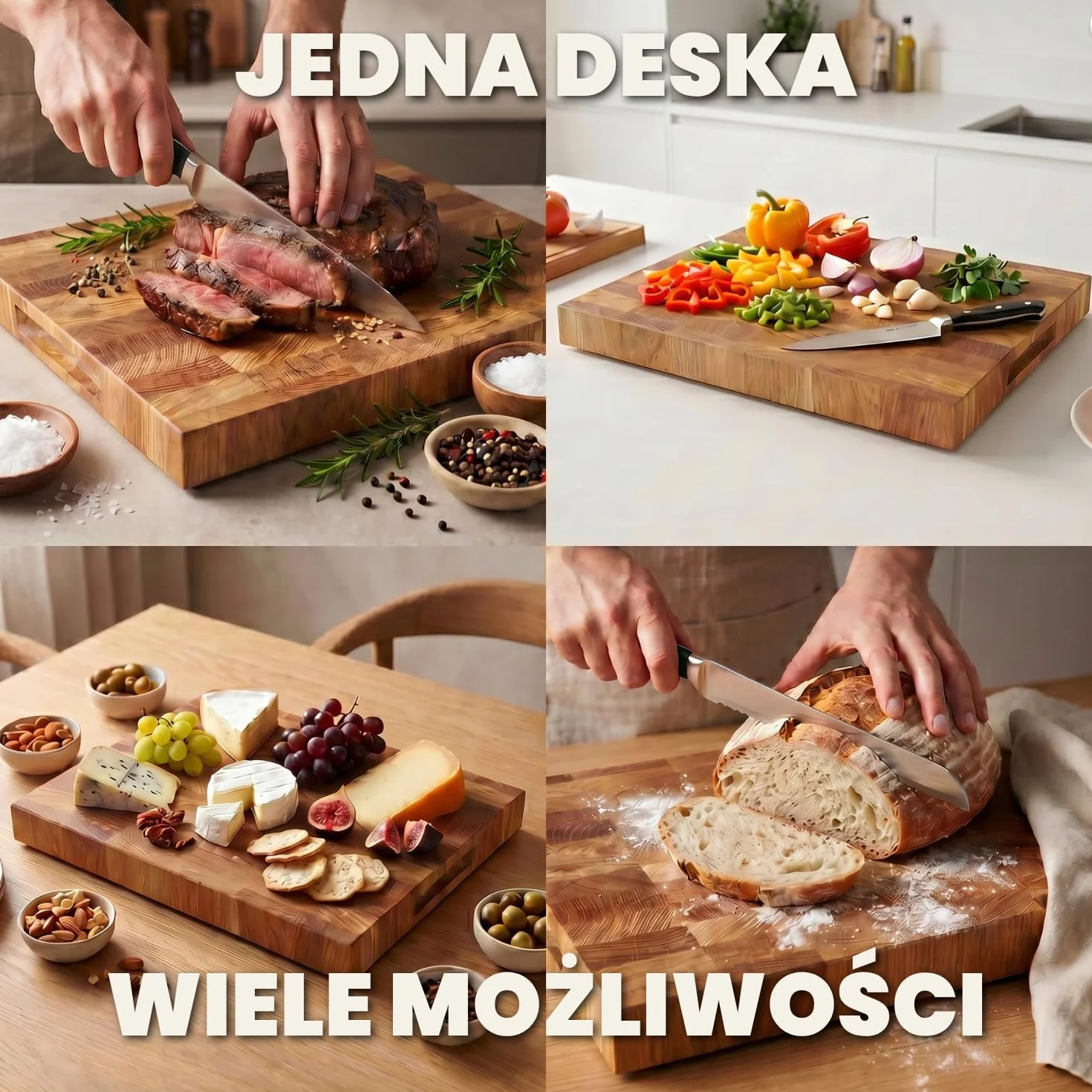 Dębowa deska do krojenia 40x30x4 cm lite drewno olejowany blok kuchenny