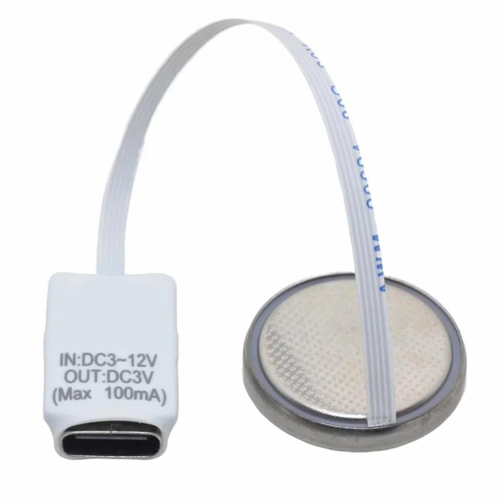 Konwerter baterii USB C na CR2032, wejście 3-12 V, cienki kabel FFC