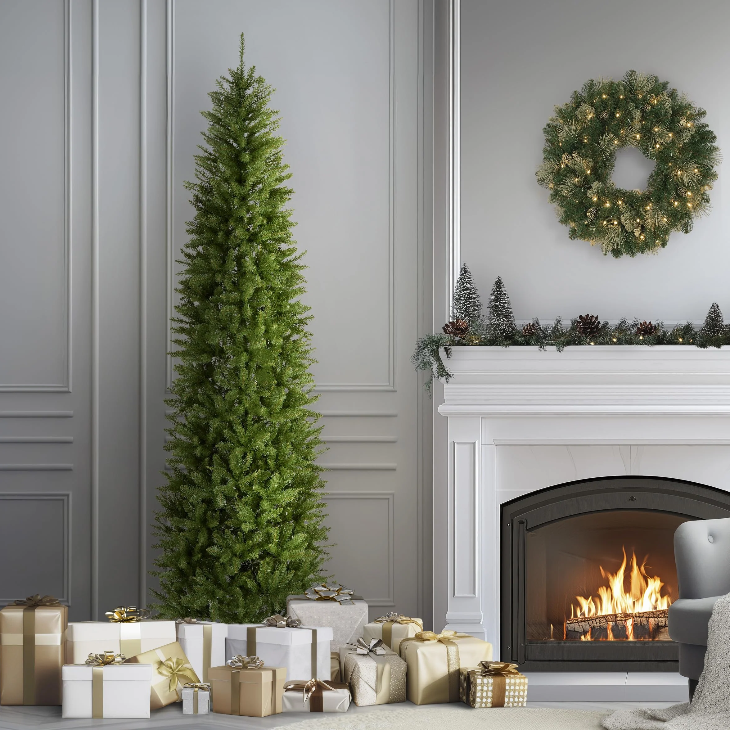 National Tree Company Zawiera podstawkę, wąską jodłę Kingswood 9', zielony, 2,1 m