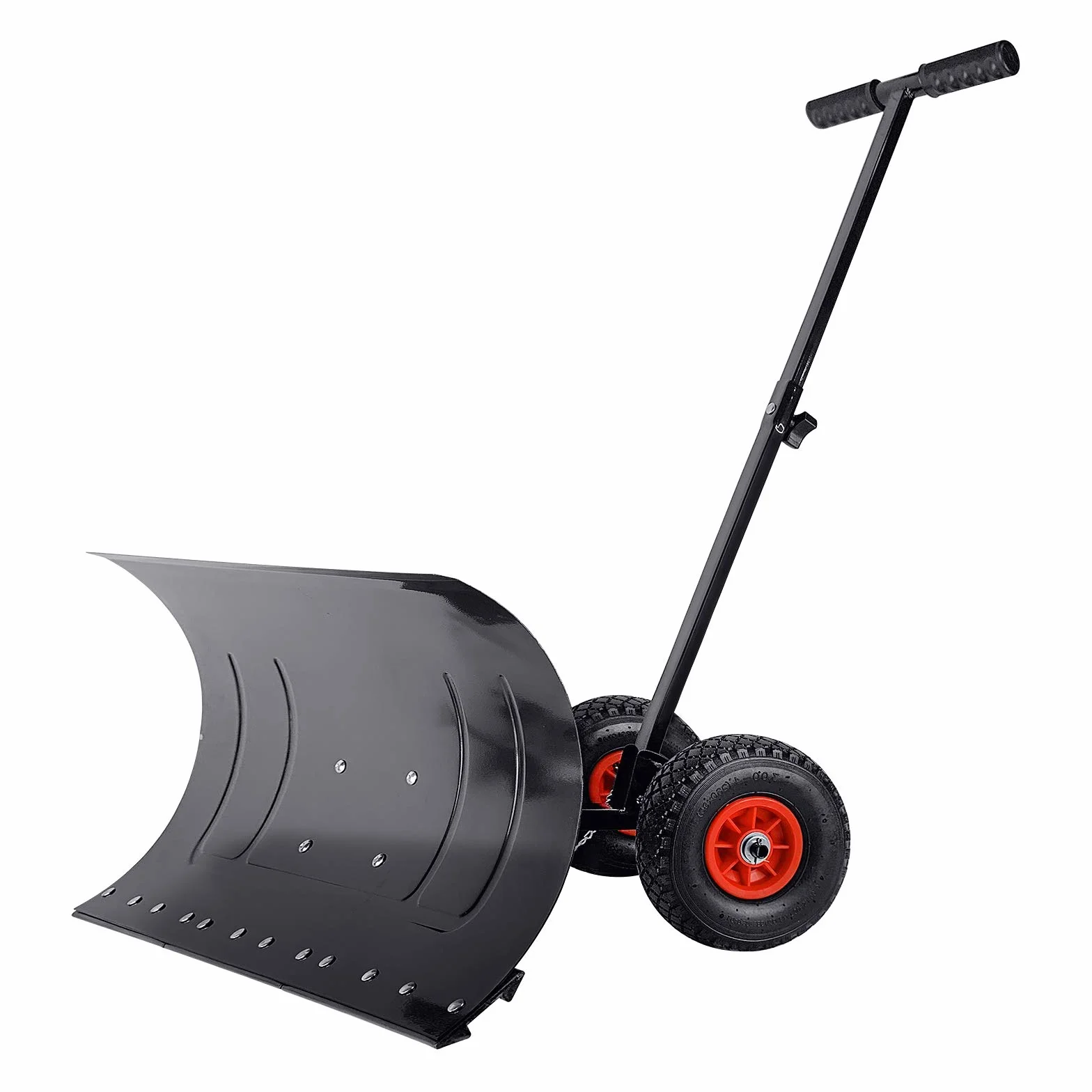 NAIZY szufla do śniegu z 5-stopniową regulacją wysokości, odśnieżarka z kołami o średnicy φ25 cm, z metalową tarczą z 74 cm szeroką plastikowa łopatą, odśnieżarka do podjazdów, ogrodów, chodników