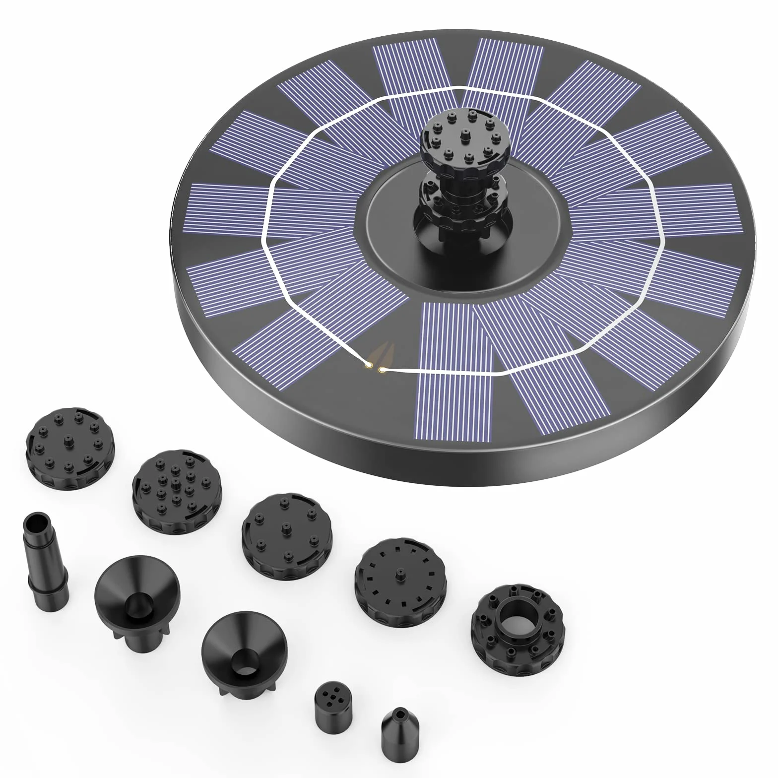 AMZtime Fontanna solarna 2024 Modernizacja, ulepszona fontanna solarna 3,5 W, pompa do stawu z 10 efektami, pływająca fontanna, pompa do ogrodu, stawu, wanny, ptasi, pojemnika na ryby