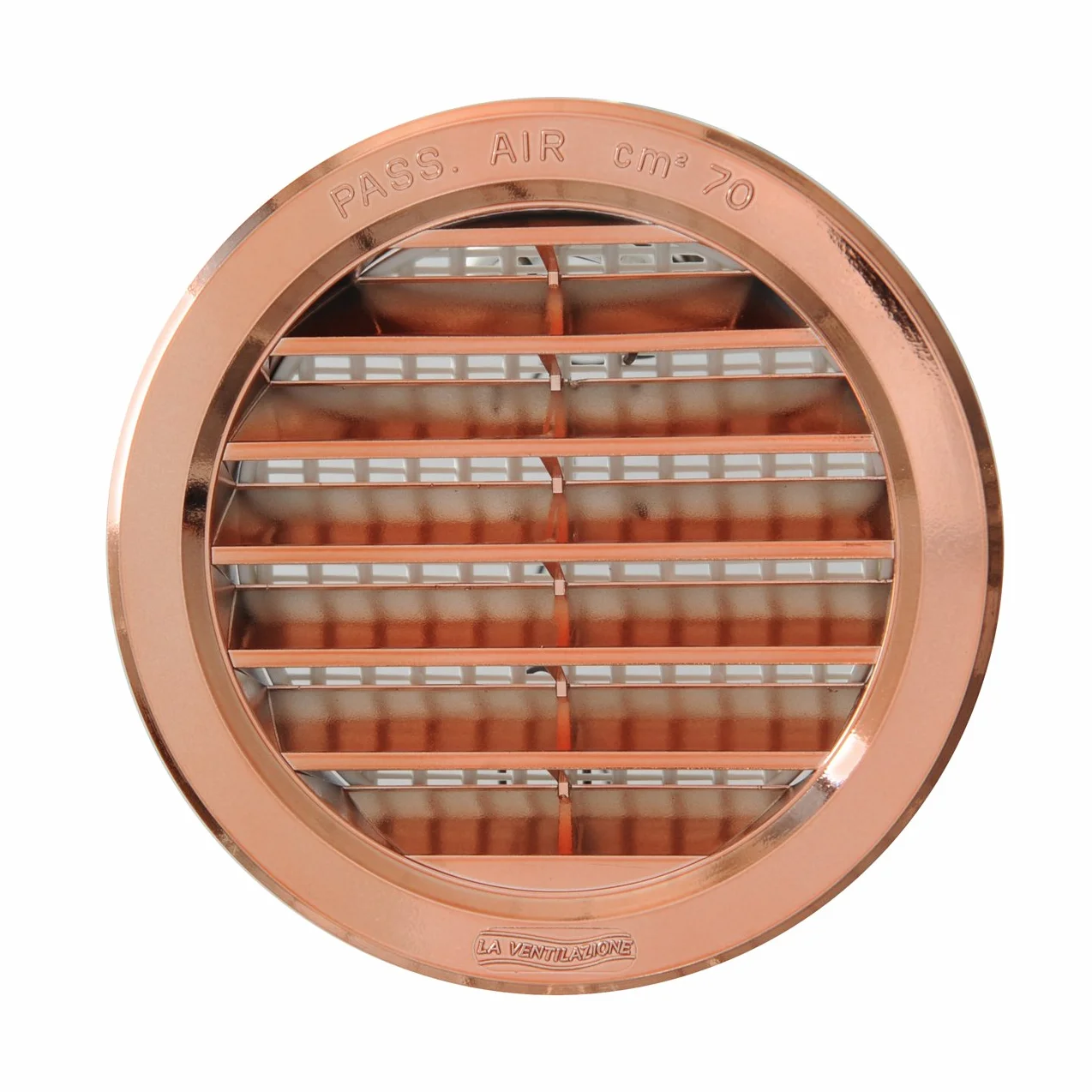 La Ventilazione T10RRAN kratka wentylacyjna z tworzywa sztucznego, okrągła, kratka podtynkowa, wygląd miedzi, Ø 120 mm