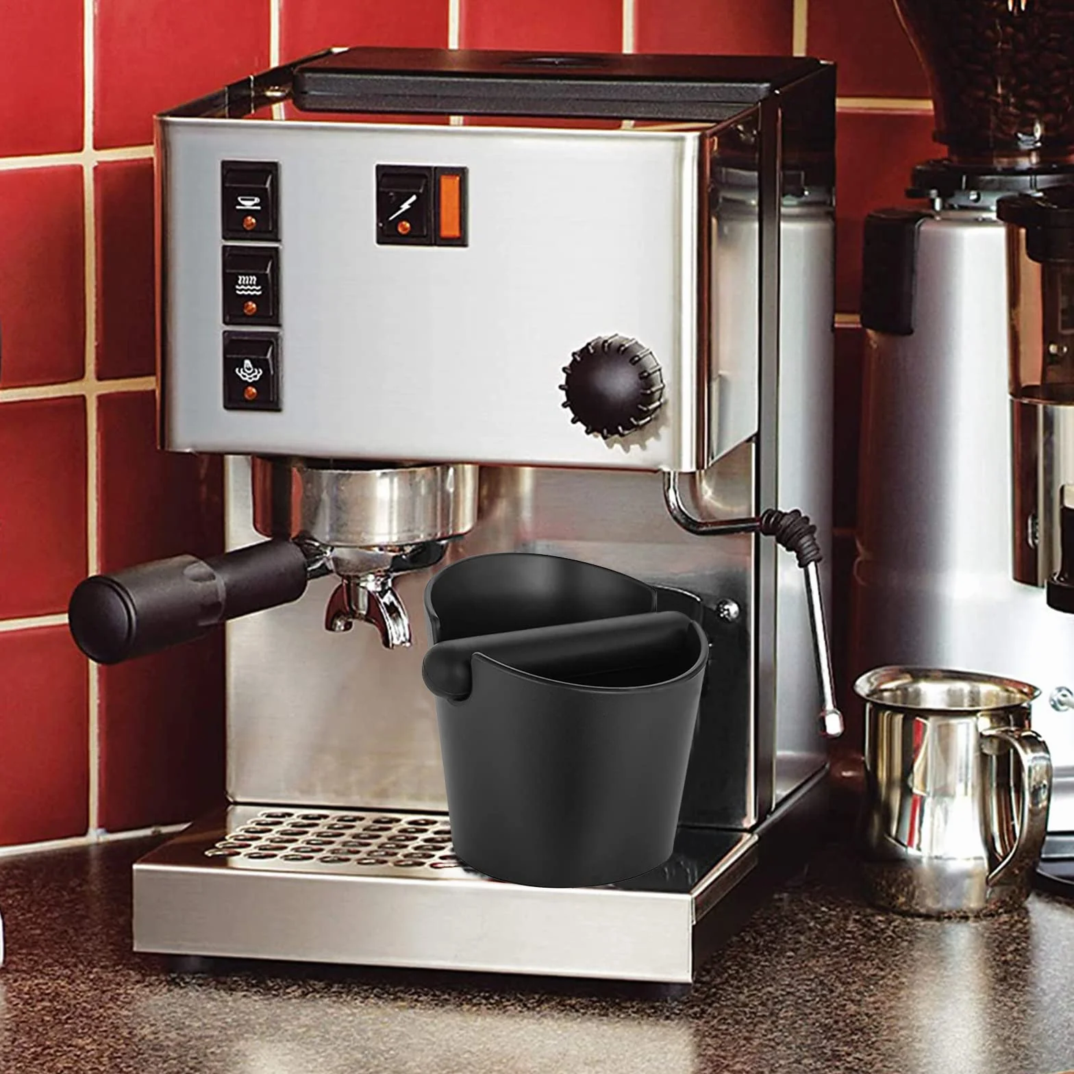 Espresso Knock Box, Coffee Knock Box Kosz na fusy ze zdejmowanym drążkiem antypoślizgową podstawą