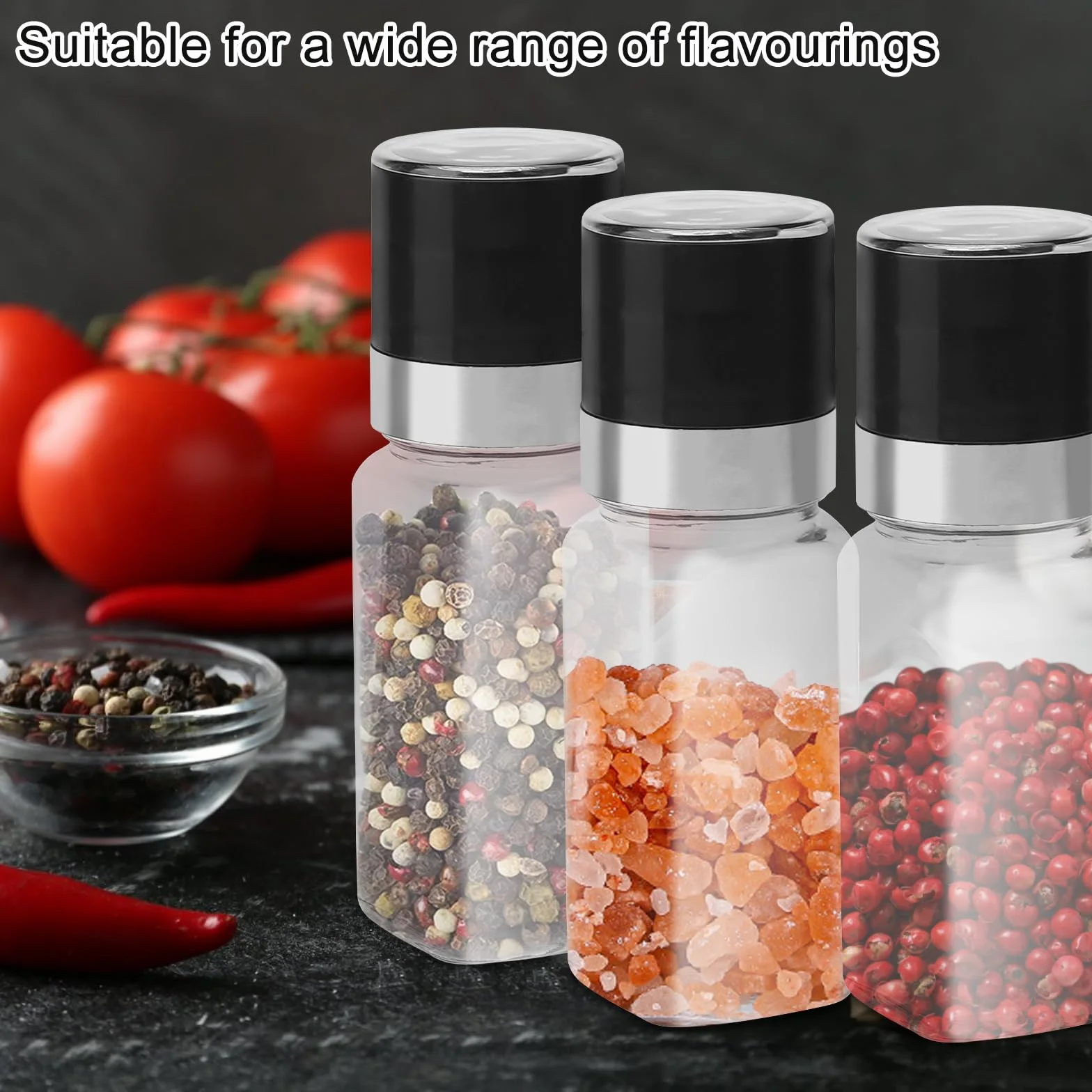 Zestaw 2 regulowanych młynków do soli i pieprzu ceramicznych 120 ml