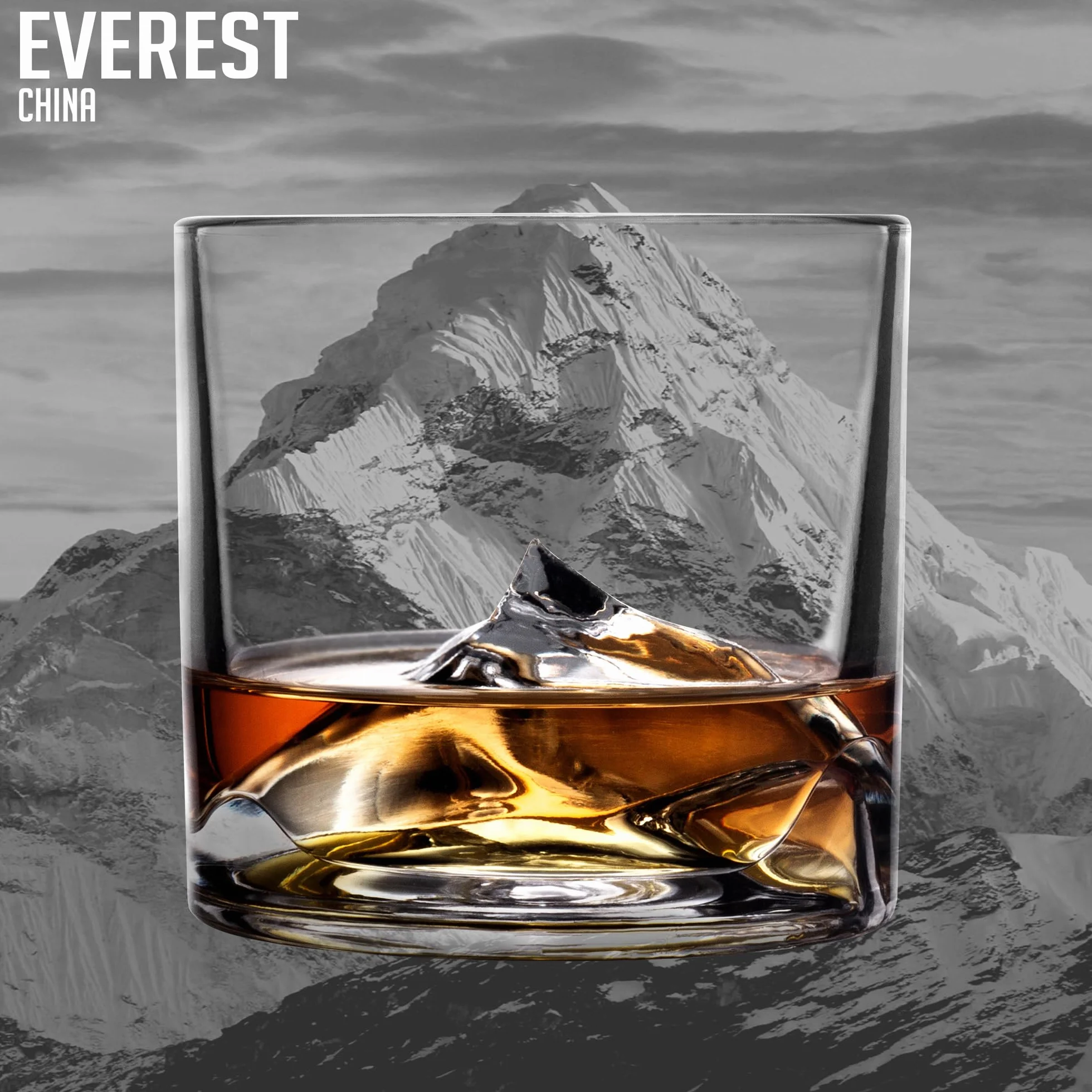 LIITON Zestaw szklanek do whisky Everest 4-częściowe z kryształowego szkła tumbler