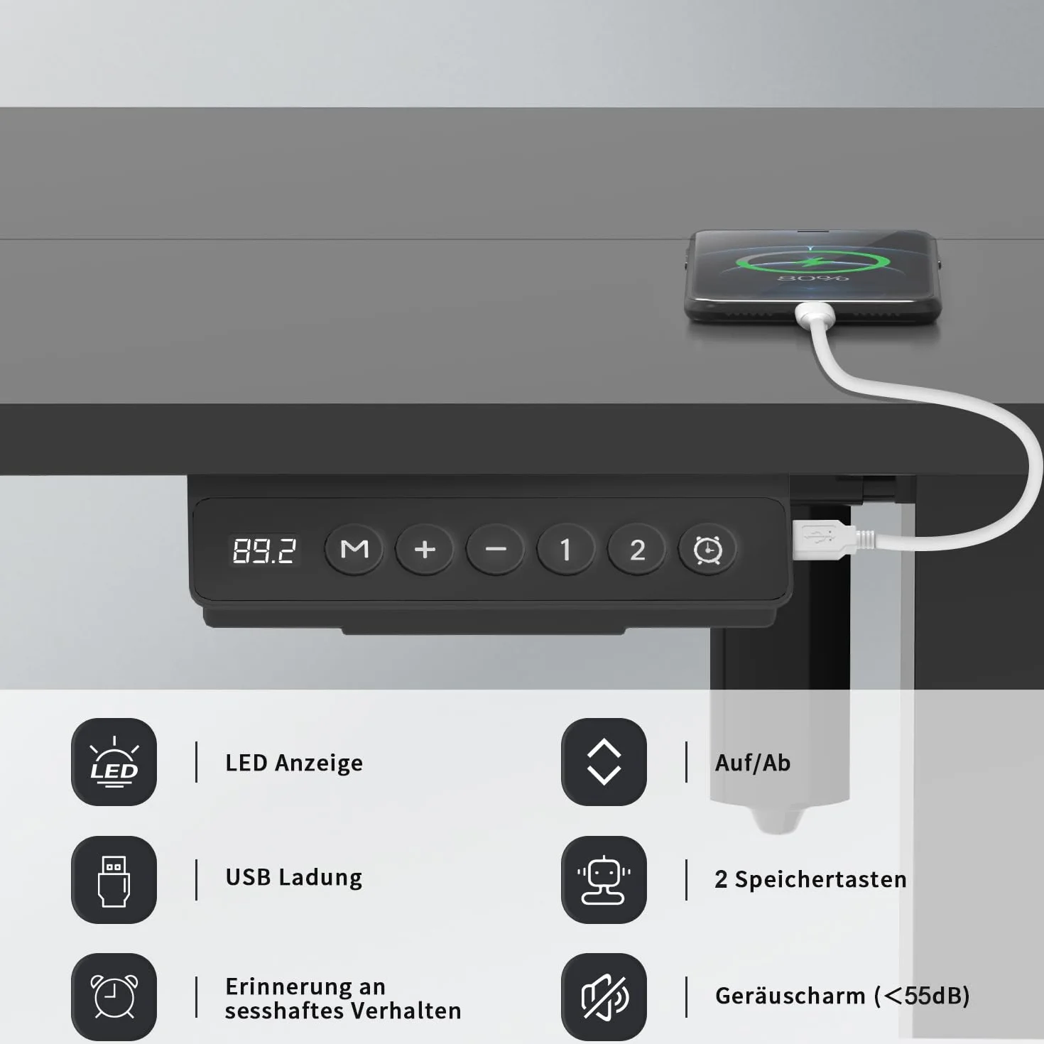 Homall Elektryczne Biurko Siedzące 100 x 60 cm, Stół z Regulacją Wysokości z Gniazdem USB, System Antykolizyjny, Sterowanie Pamięciowe, czarny