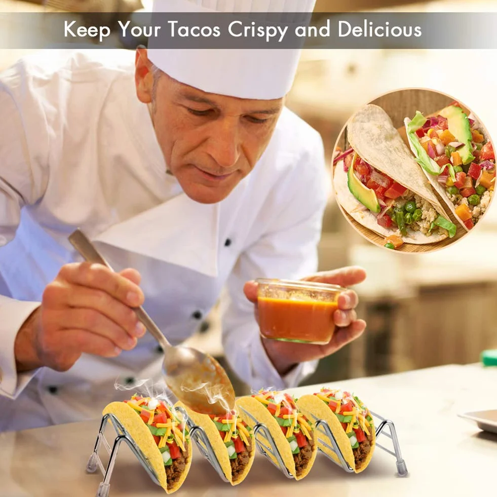 Ejoyous Uchwyt na Taco ze Stali Nierdzewnej 4/5 Taco, Stojak do Serwowania Miękkich i Twardych Artykułów Spożywczych