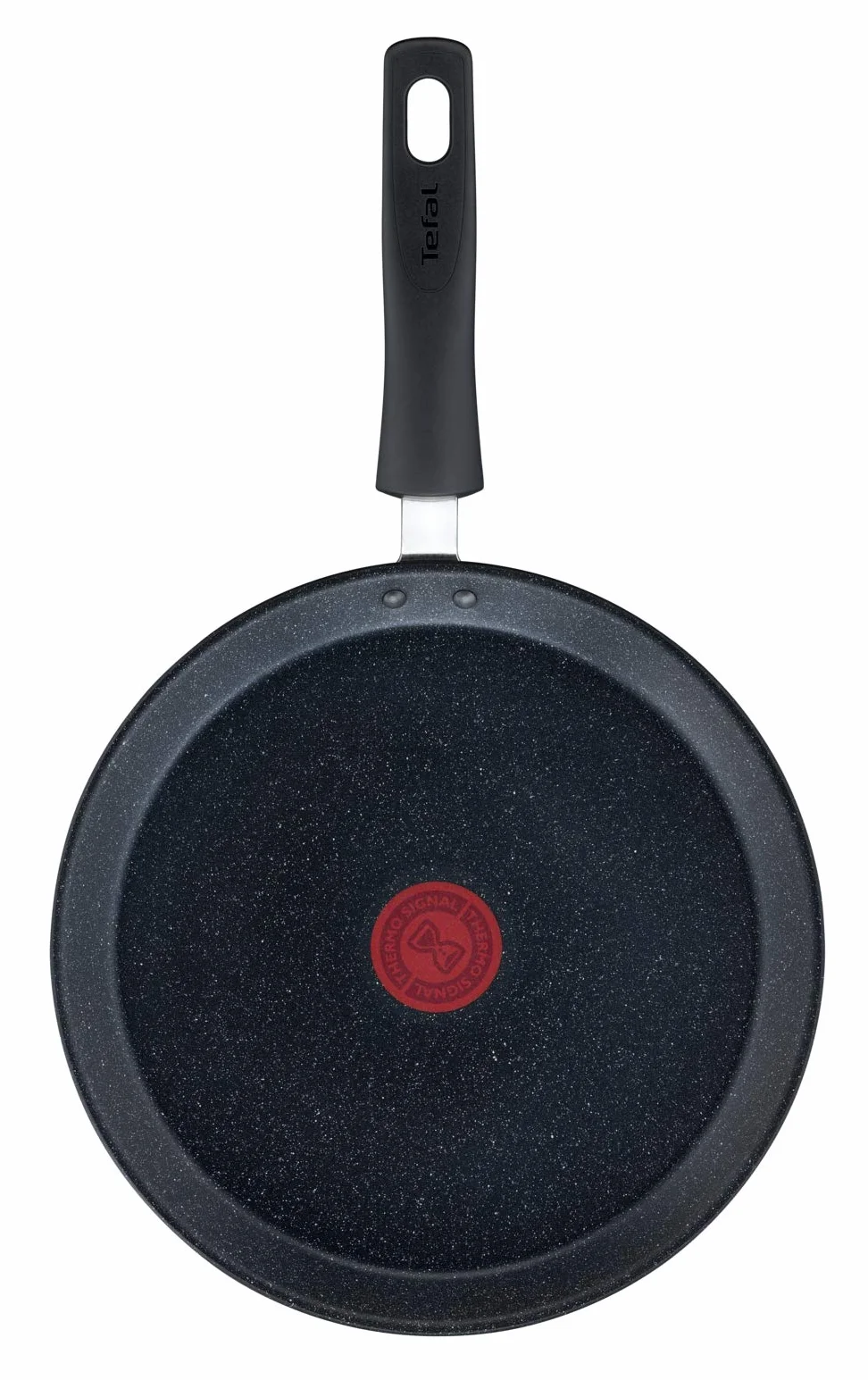 TEFAL Black Stone G2813872 Patelnia naleśnikowa 25cm, nieprzywierająca powłoka Mineralia+, wskaźnik Thermo-Signal, grube dno Thermo-Fusion, Bez ołowiu i kadmu, łatwe czyszczenie, Czarny