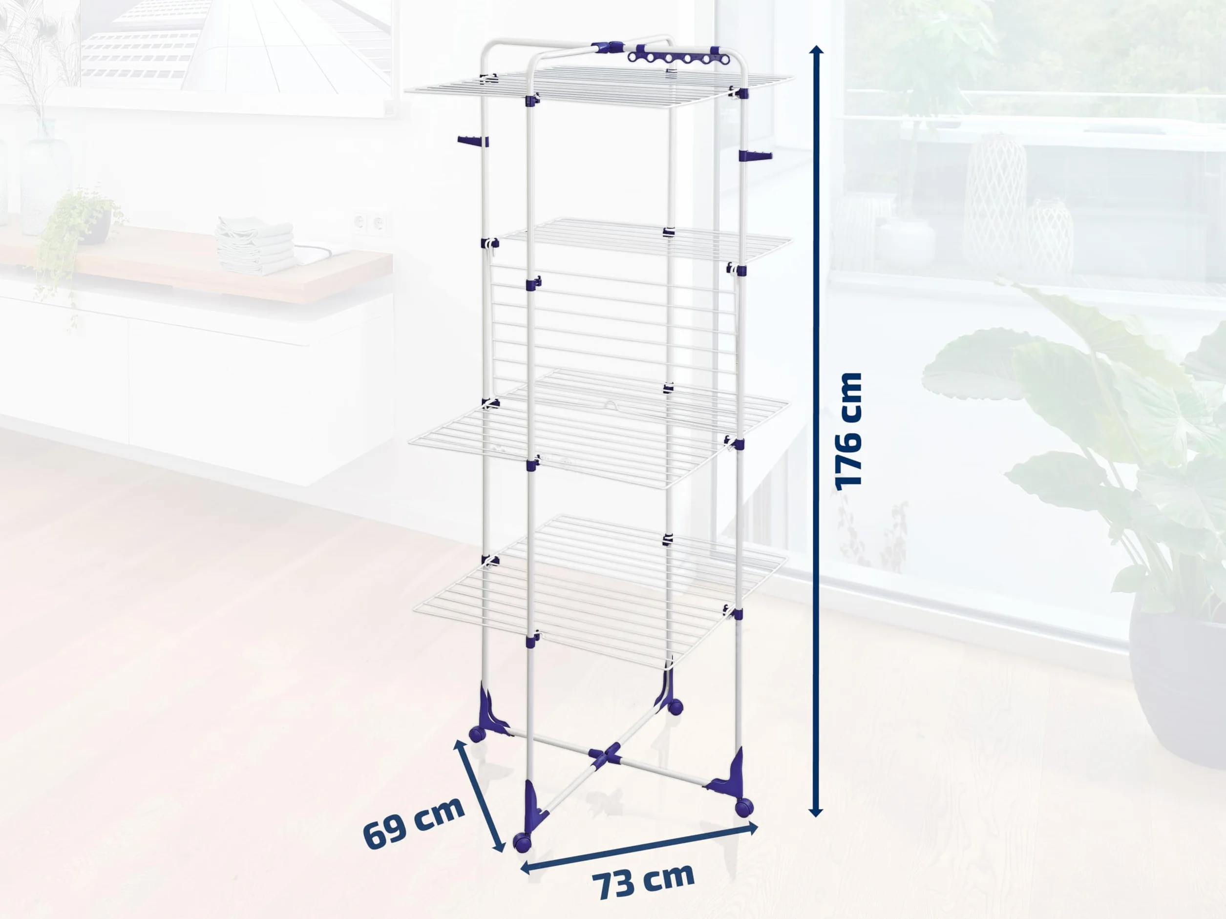 Leifheit Classic Tower 450 stojący suszarka na ubrania, suszarka wieżowa, składany wieszak na ubrania do użytku na zewnątrz i wewnątrz, 45 m 4-poziomowa suszarka na ubrania z wieloma haczykami na