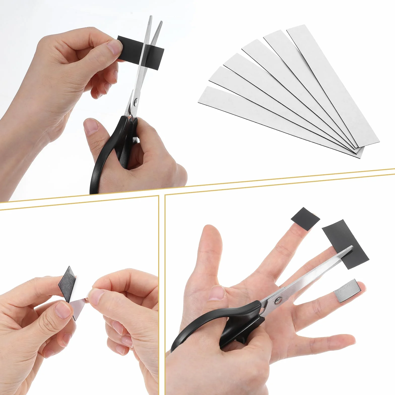 10 sztuk samoprzylepnych pasków magnetycznych, mocne, płaskie taśmy magnetyczne, prostokątne samoprzylepne taśmy magnetyczne, elastyczna taśma magnetyczna do organizacji tablicy, projekty DIY (15 cm ×