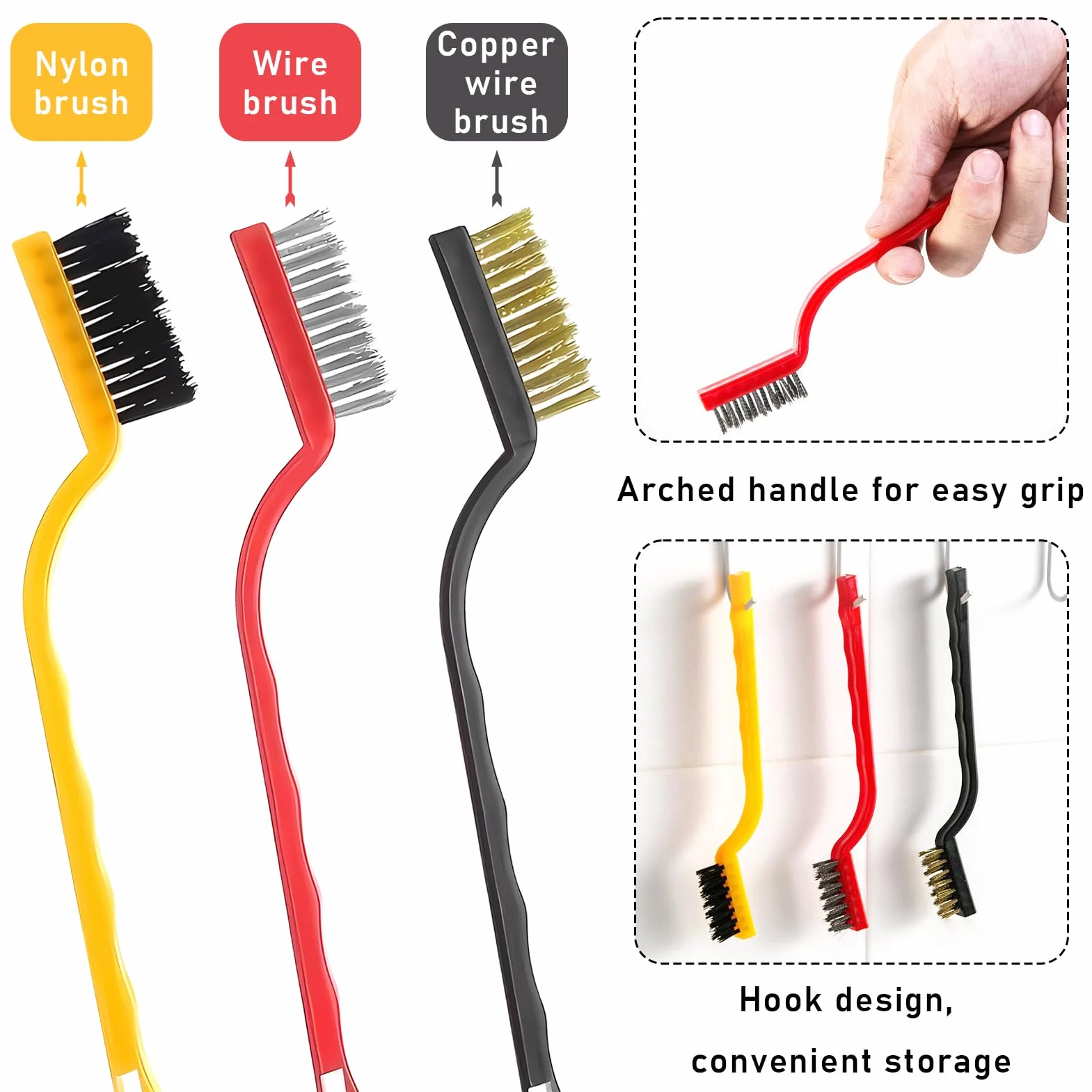 Crevice Cleaning Brush 7 sztuk, szczotka do czyszczenia fug, szczotka do szorowania, szczotka do czyszczenia szczelin, zestaw szczotek do głębokiego czyszczenia do kuchni, łazienki, okna