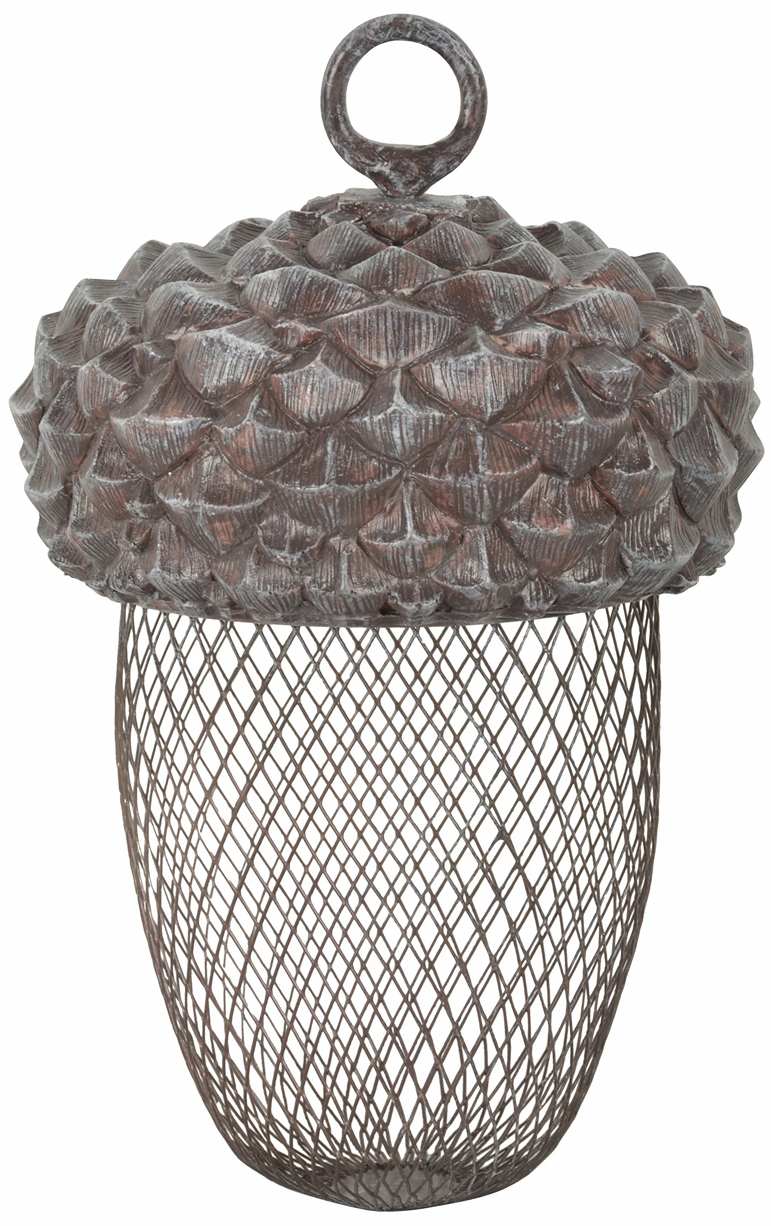Esschert Design Karmnik żołądź z żywicy poliestrowej i metalu, 14,0 x 14,0 x 22,2 cm