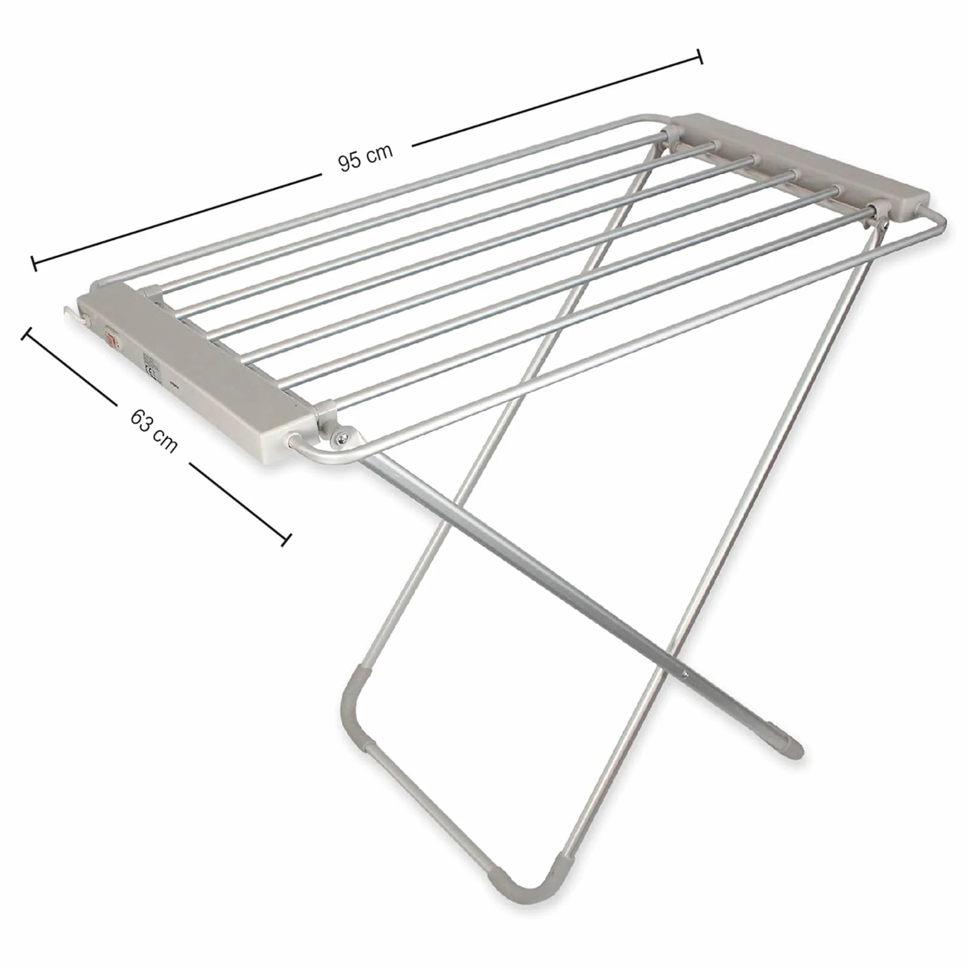 FISHTEC Elektryczna suszarka do ubrań 8 drążków 95x63x74 cm szczotkowane aluminium