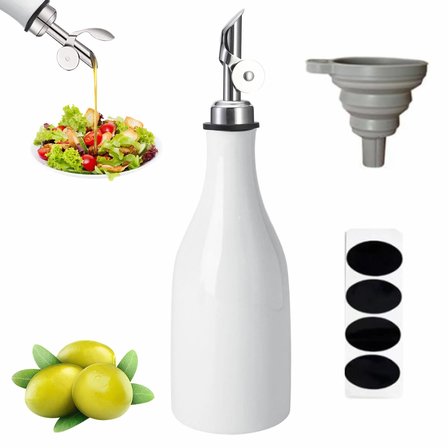 mumisuto Ceramiczny dozownik oliwy z oliwek 300 ml biały