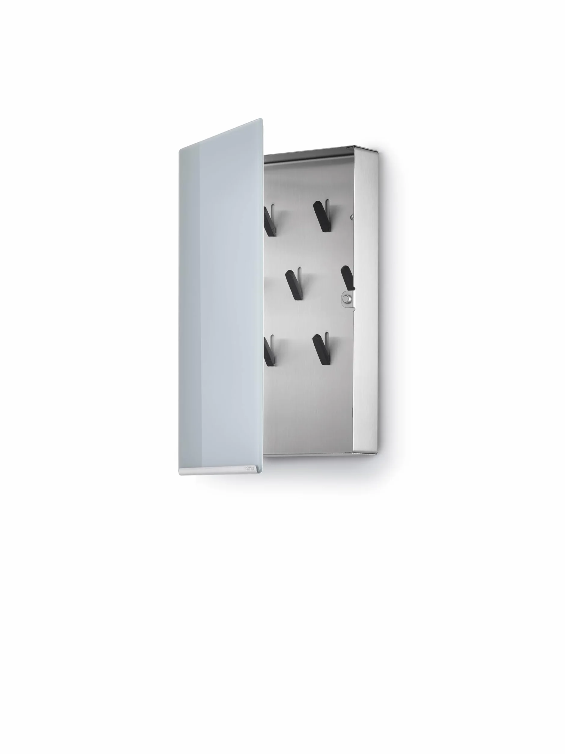 blomus - VELIO - skrzynka na klucze/szklana tablica magnetyczna w modnym kolorze szarym, wysokiej jakości wykonanie, 7 haczyków na klucze, magnetyczne zamknięcie, nowoczesne pudełko na klucze (szer.