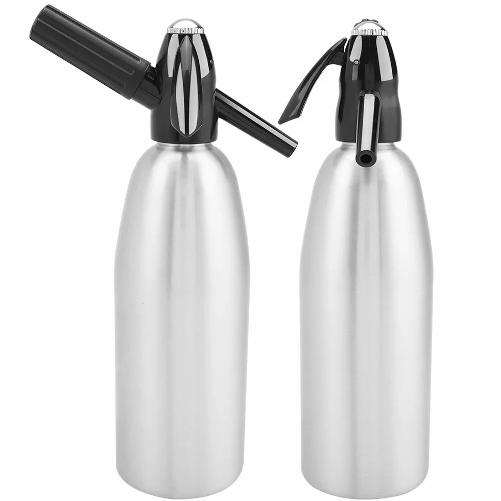 Aluminiowy syfon sodowy 1L dozownik wody gazowanej z regulatorem ciśnienia srebrny
