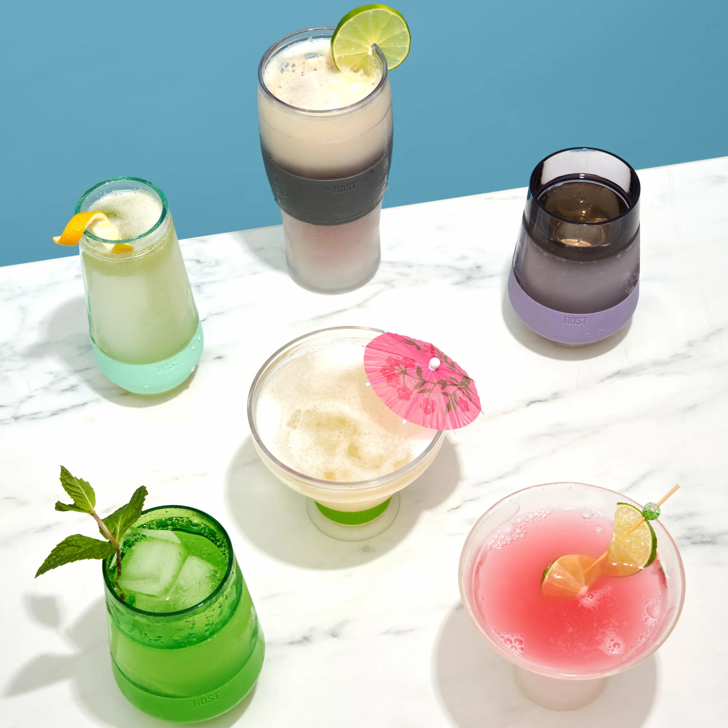 Host Szklanki do piwa Freeze, 473 ml chłodziarka żelowa z podwójną ścianką plastikowy mrożony kufel amerykański (473 ml / .83 pint) szkło, zestaw 2 szt., szare